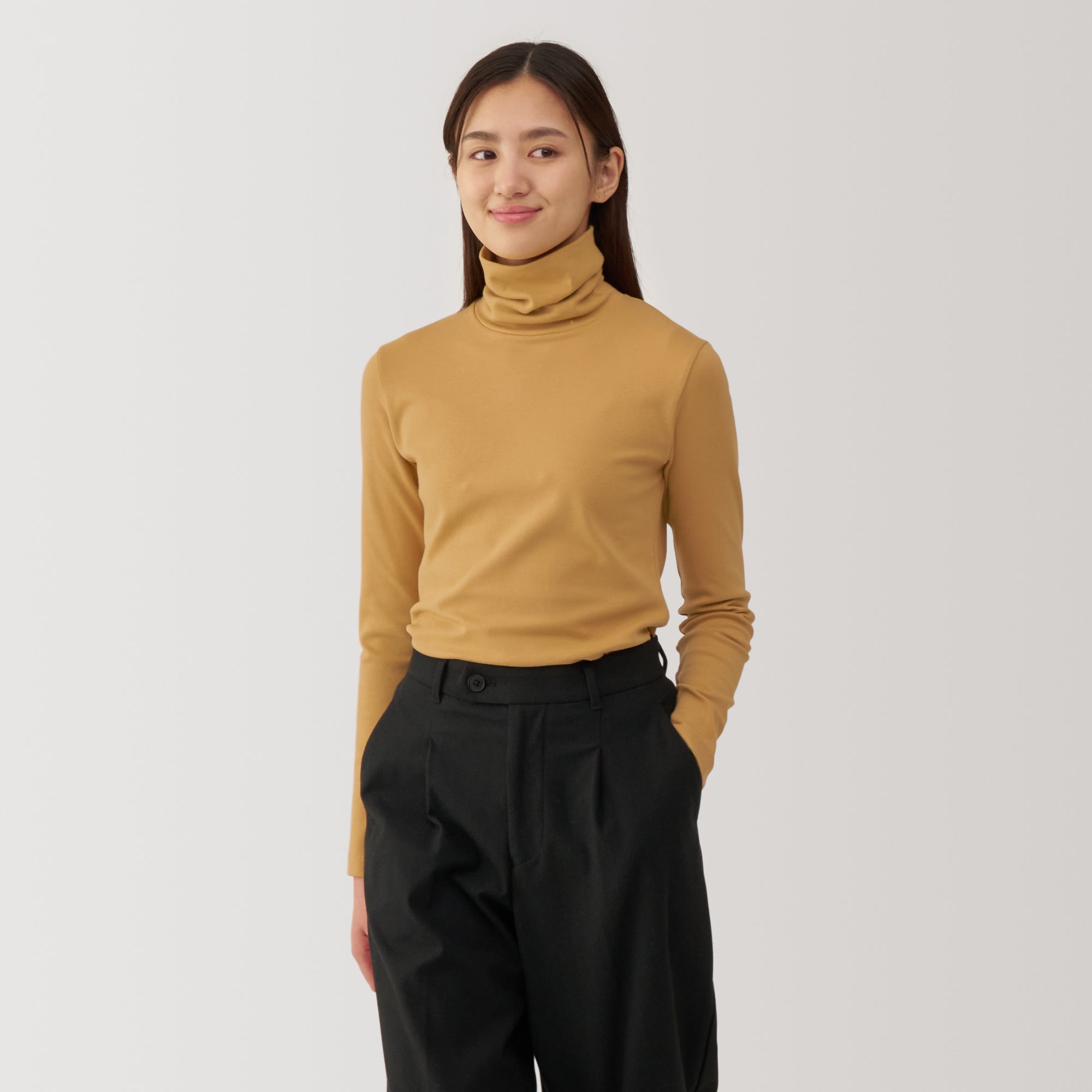 Women's Brushed Ribbed Turtleneck T-Shirt