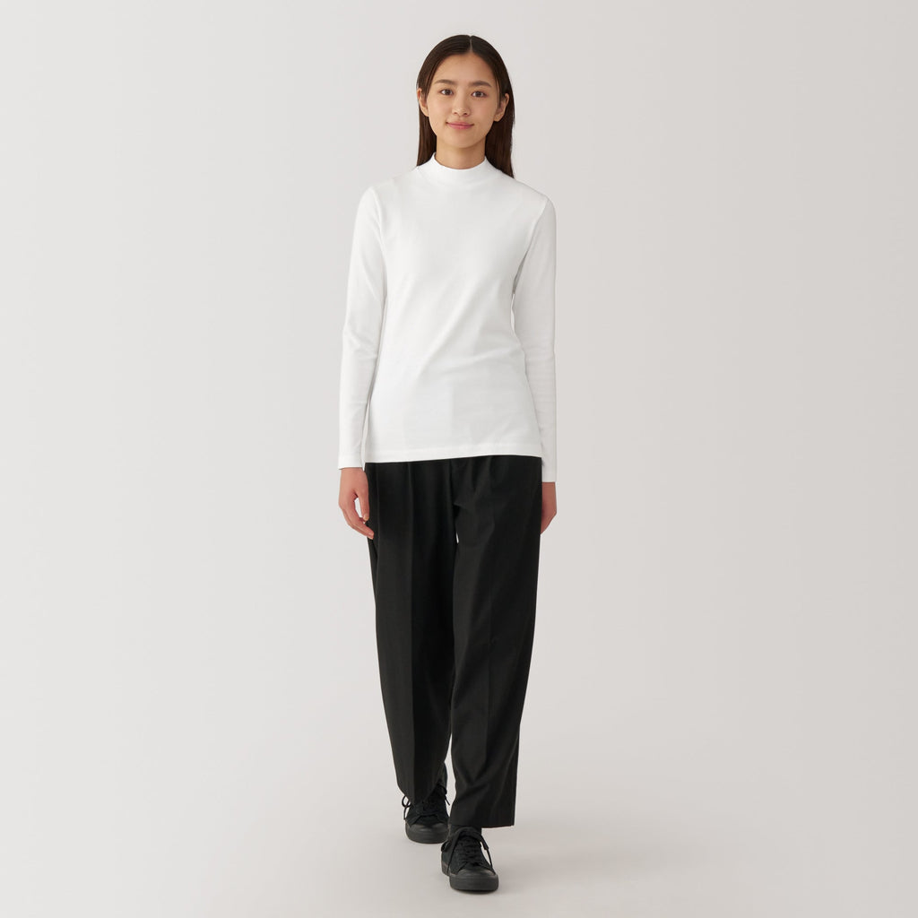 Women's Brushed Ribbed High Neck Long Sleeve T-Shirt