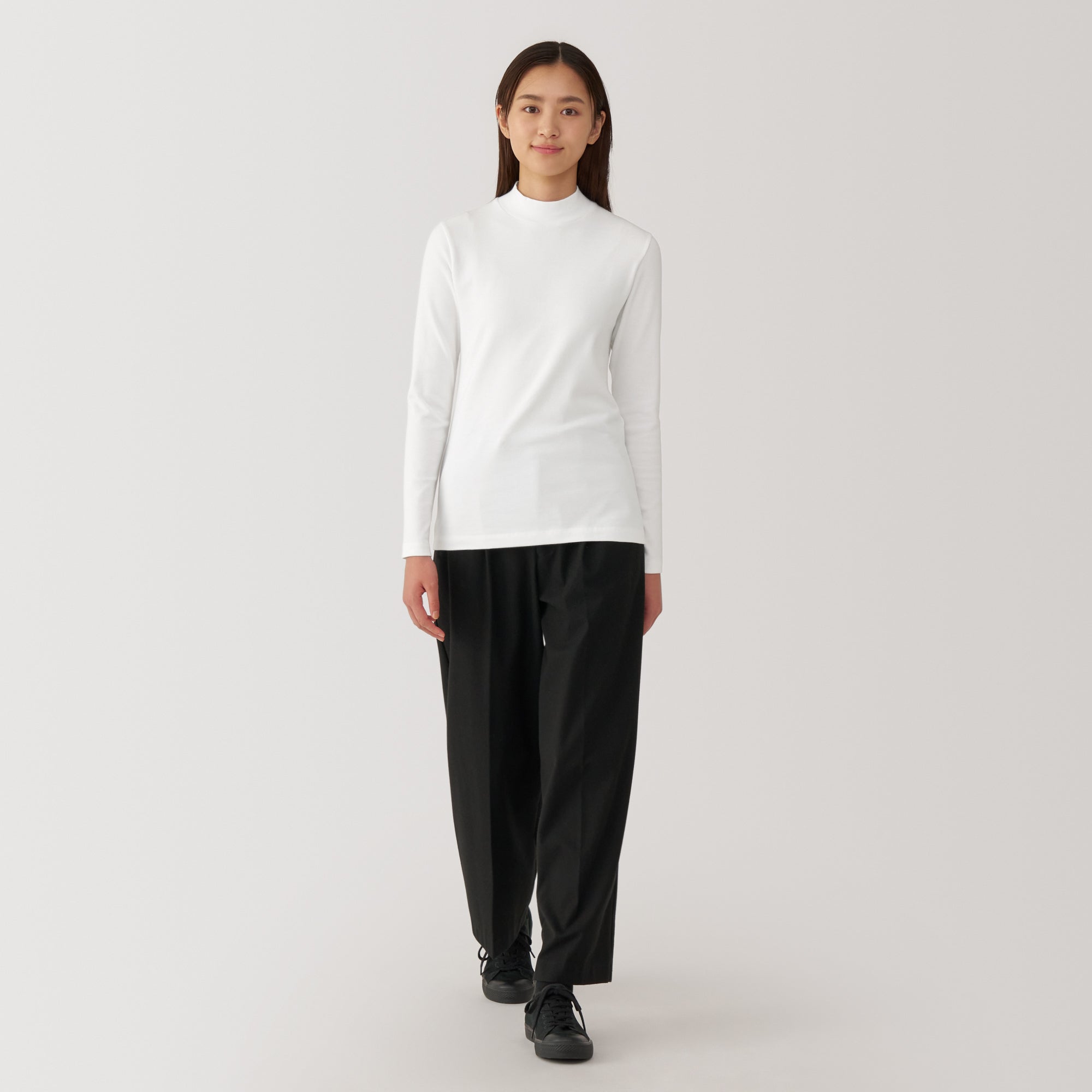 Women's Brushed Ribbed High Neck Long Sleeve T-Shirt