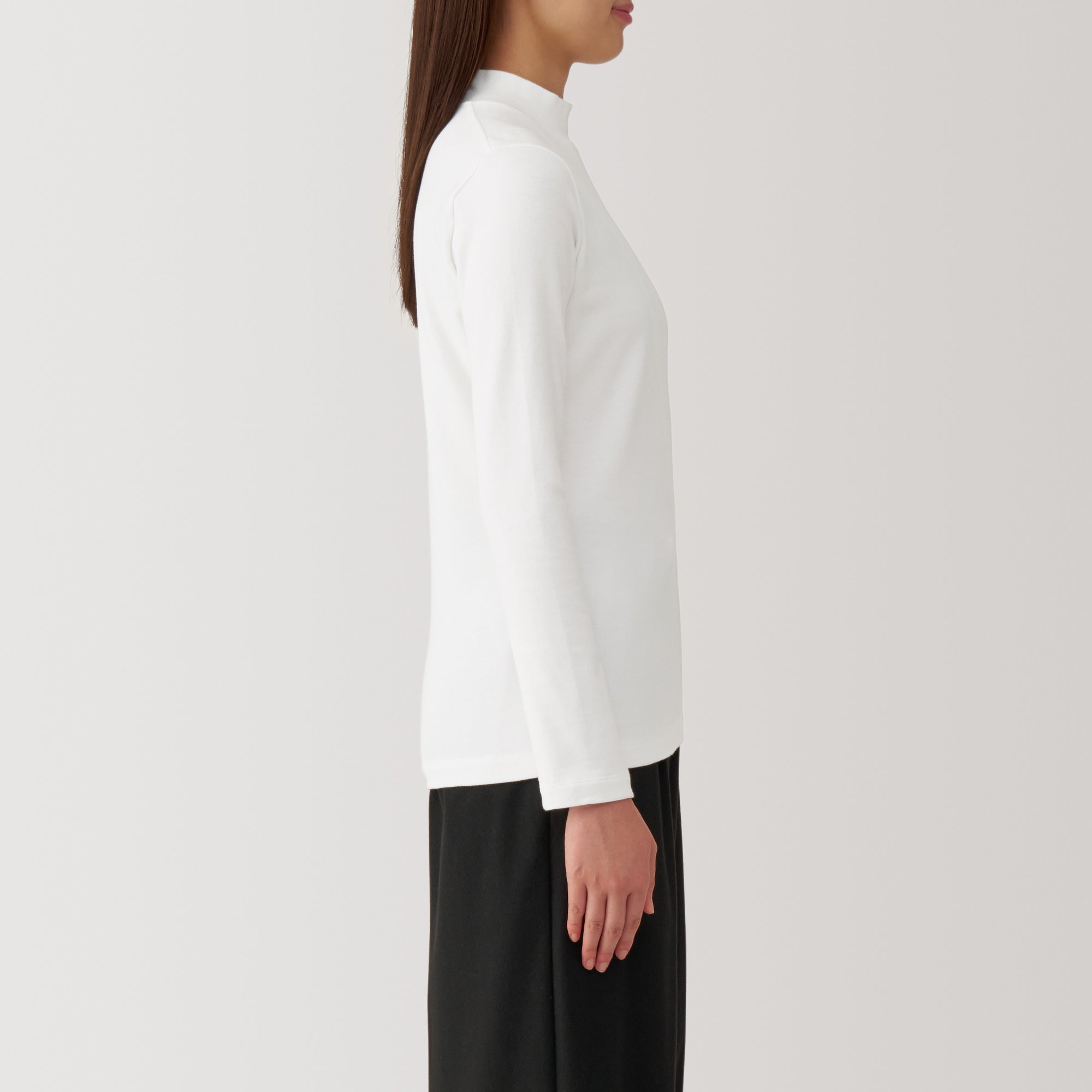 Women's Brushed Ribbed High Neck Long Sleeve T-Shirt