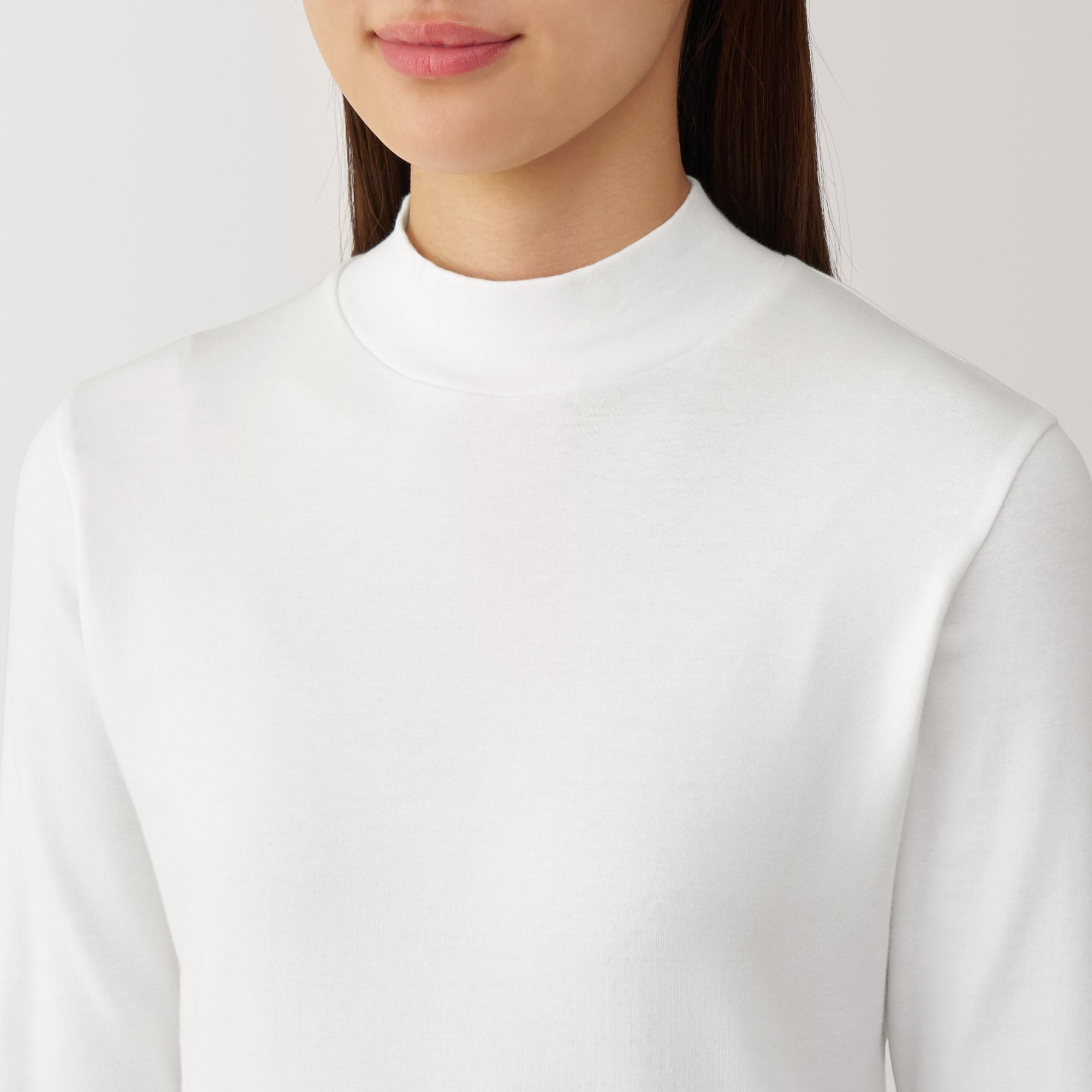 Women's Brushed Ribbed High Neck Long Sleeve T-Shirt