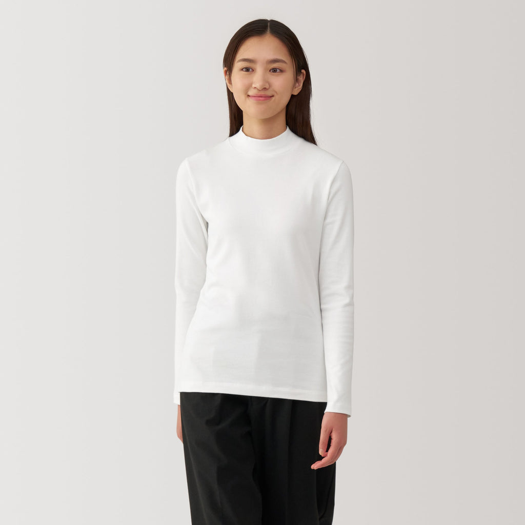 Women's Brushed Ribbed High Neck Long Sleeve T-Shirt