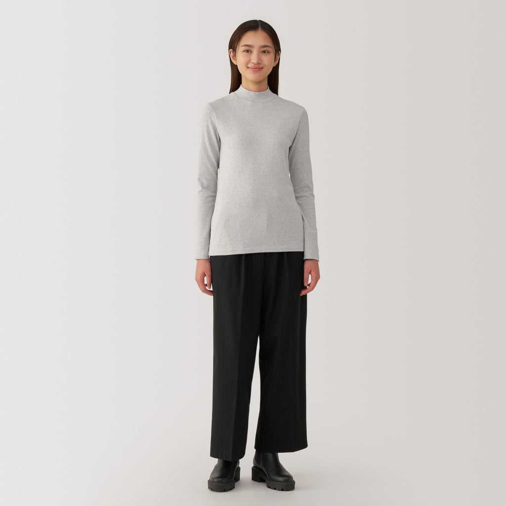 Women's Brushed Ribbed High Neck Long Sleeve T-Shirt