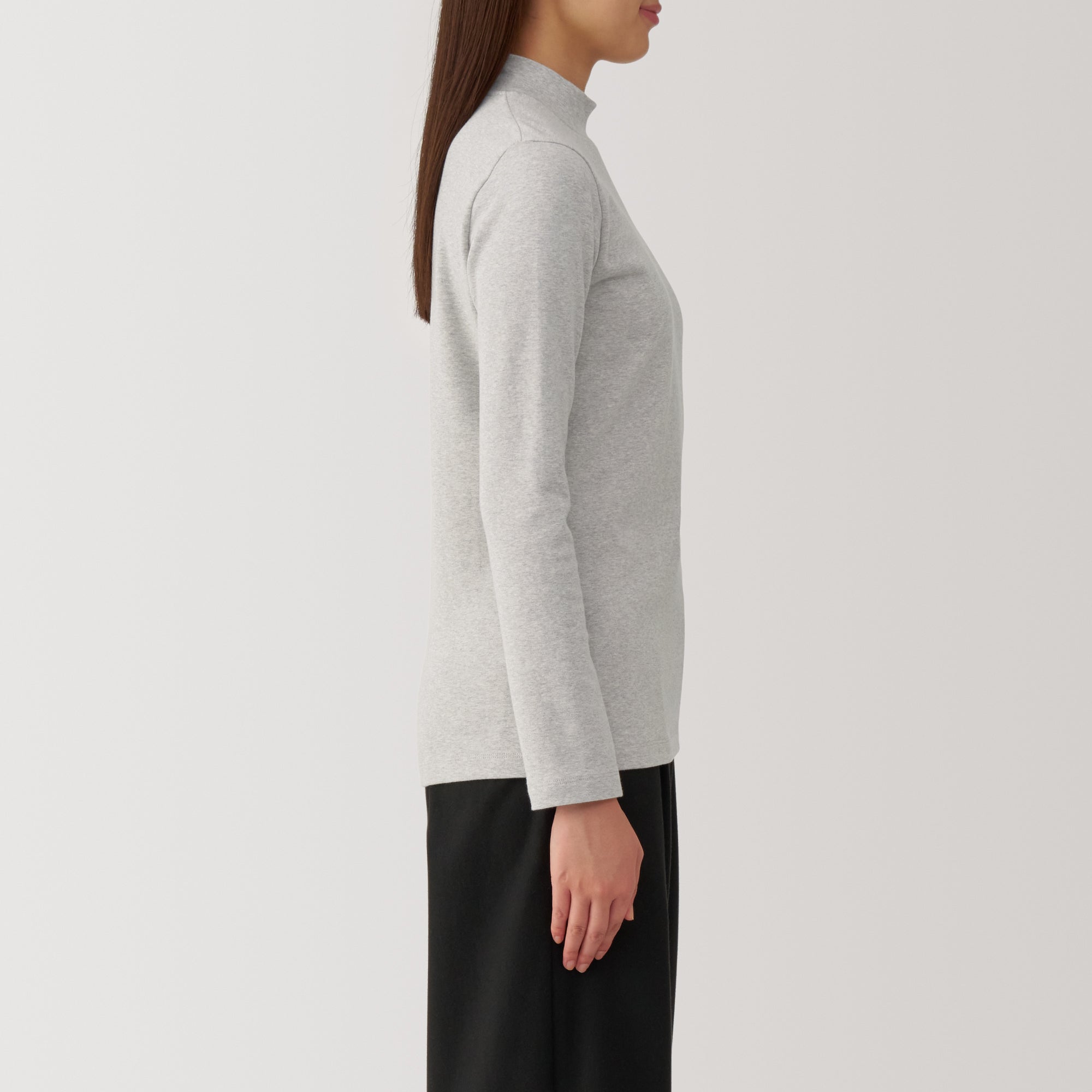 Women's Brushed Ribbed High Neck Long Sleeve T-Shirt