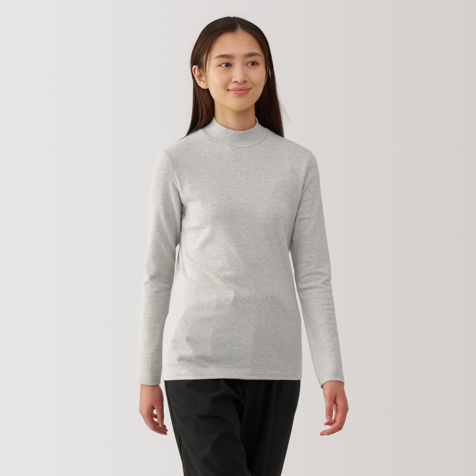 Women's Brushed Ribbed High Neck Long Sleeve T-Shirt