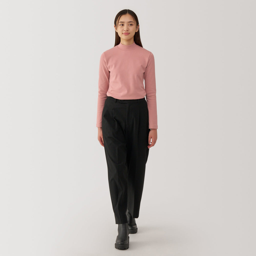 Women's Brushed Ribbed High Neck Long Sleeve T-Shirt