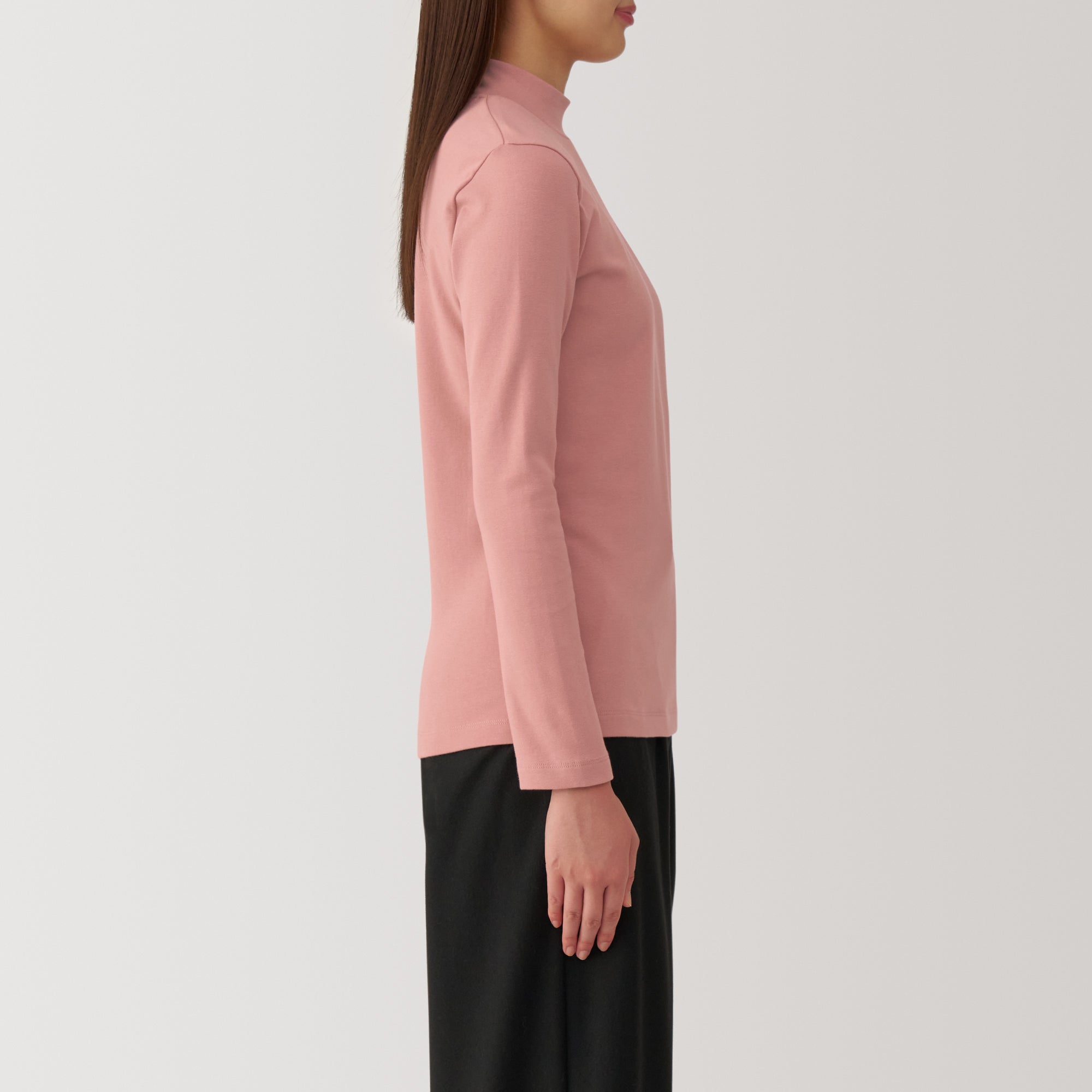 Women's Brushed Ribbed High Neck Long Sleeve T-Shirt