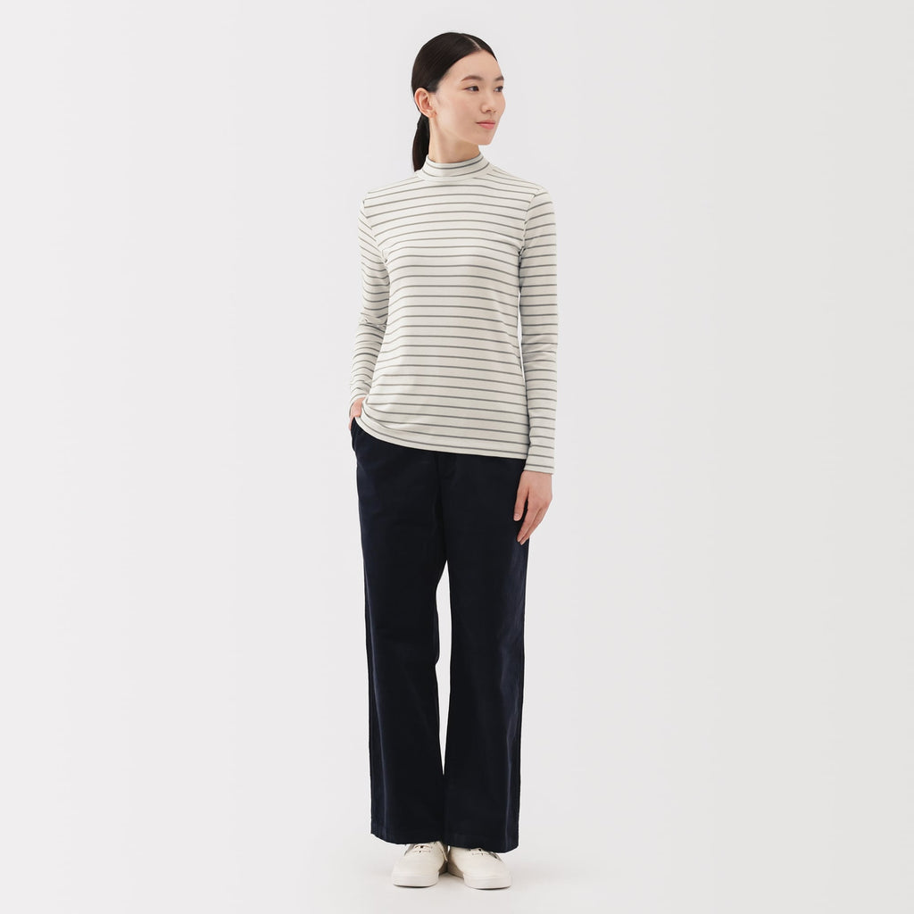 Women's Brushed Ribbed High Neck Long Sleeve T-Shirt