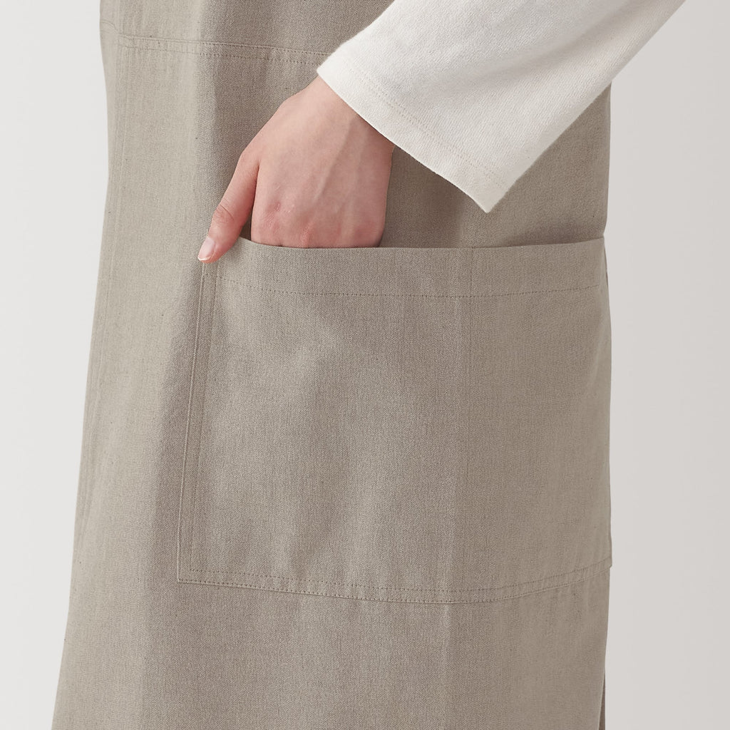 Plain Weave Cotton Shoulder Strap Apron - S-M