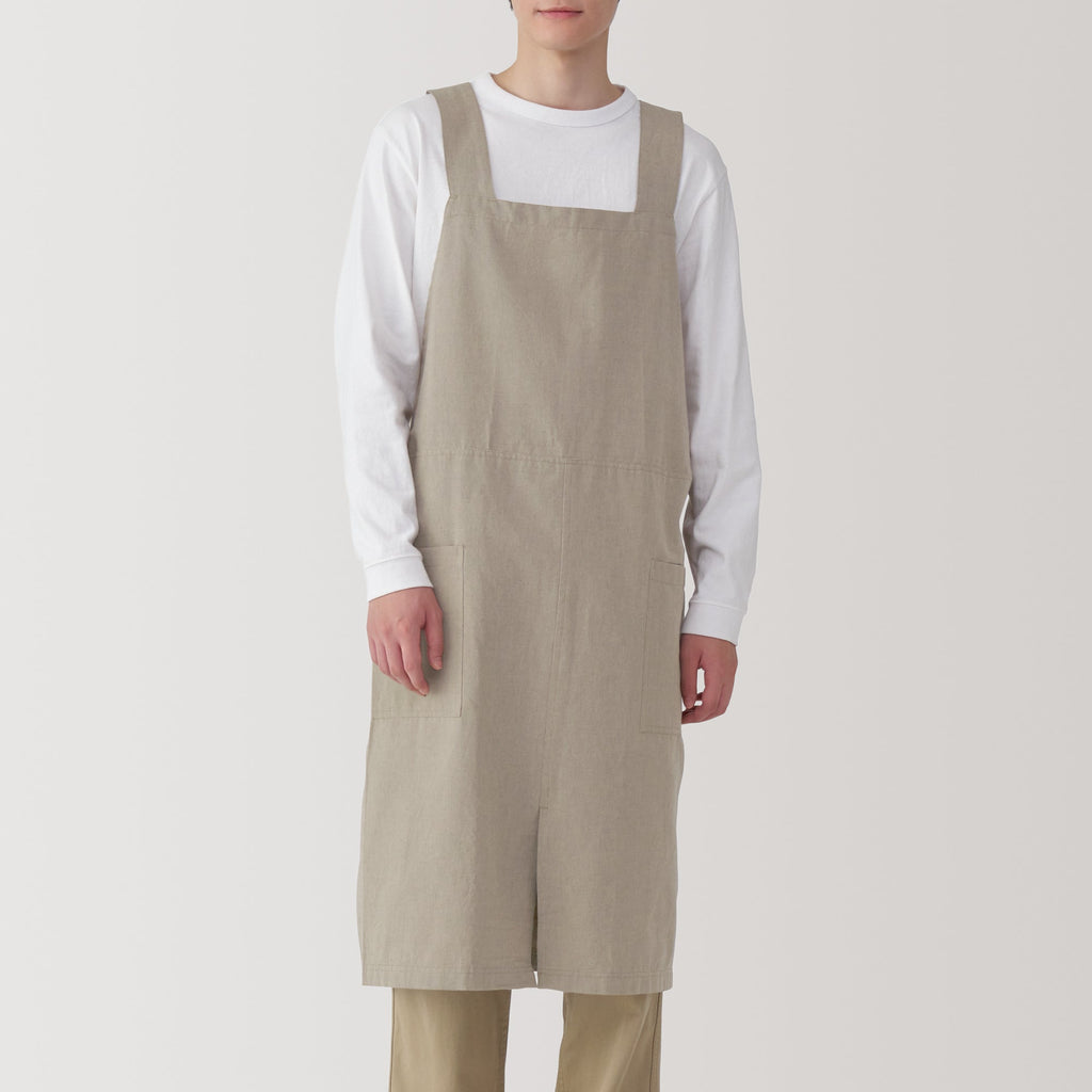 Plain Weave Cotton Shoulder Strap Apron - S-M