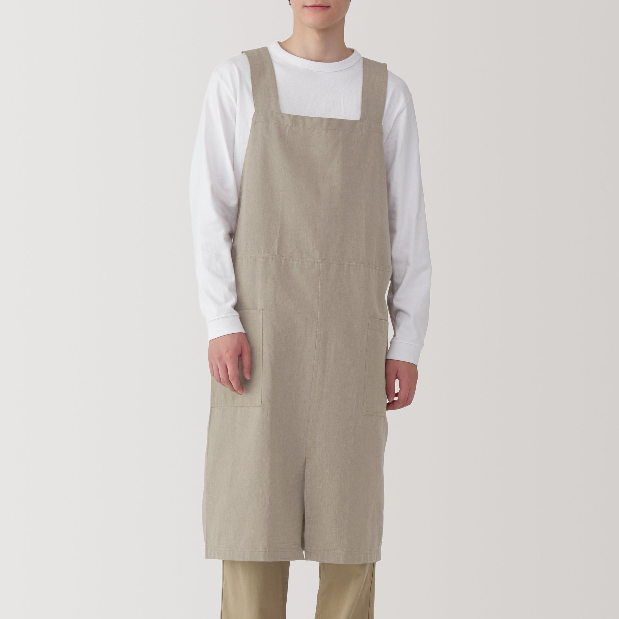 Plain Weave Cotton Shoulder Strap Apron - S-M