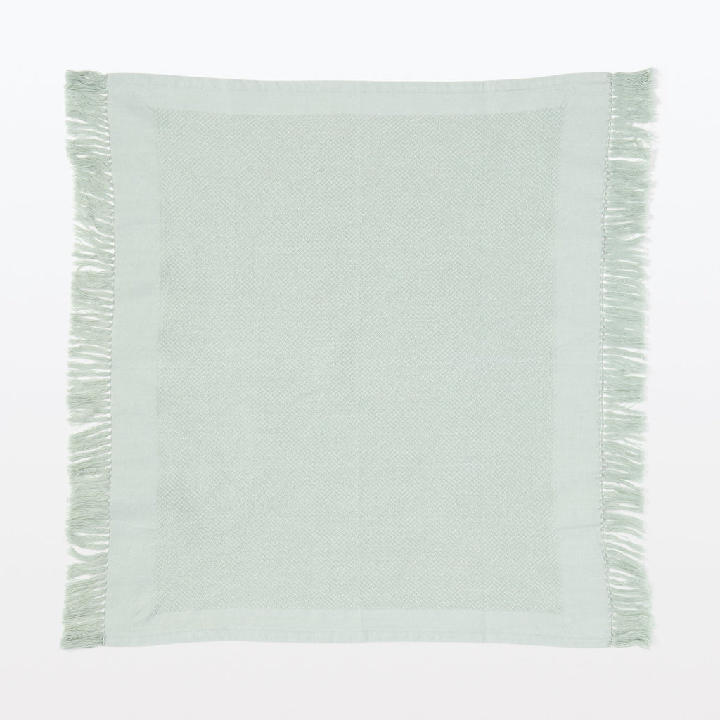 Indian Cotton Multipurpose Cloth with Fringes - Light Green