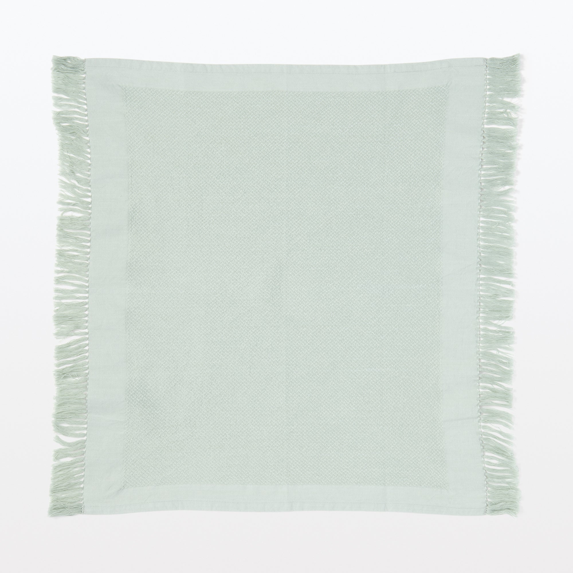 Indian Cotton Multipurpose Cloth with Fringes - Light Green