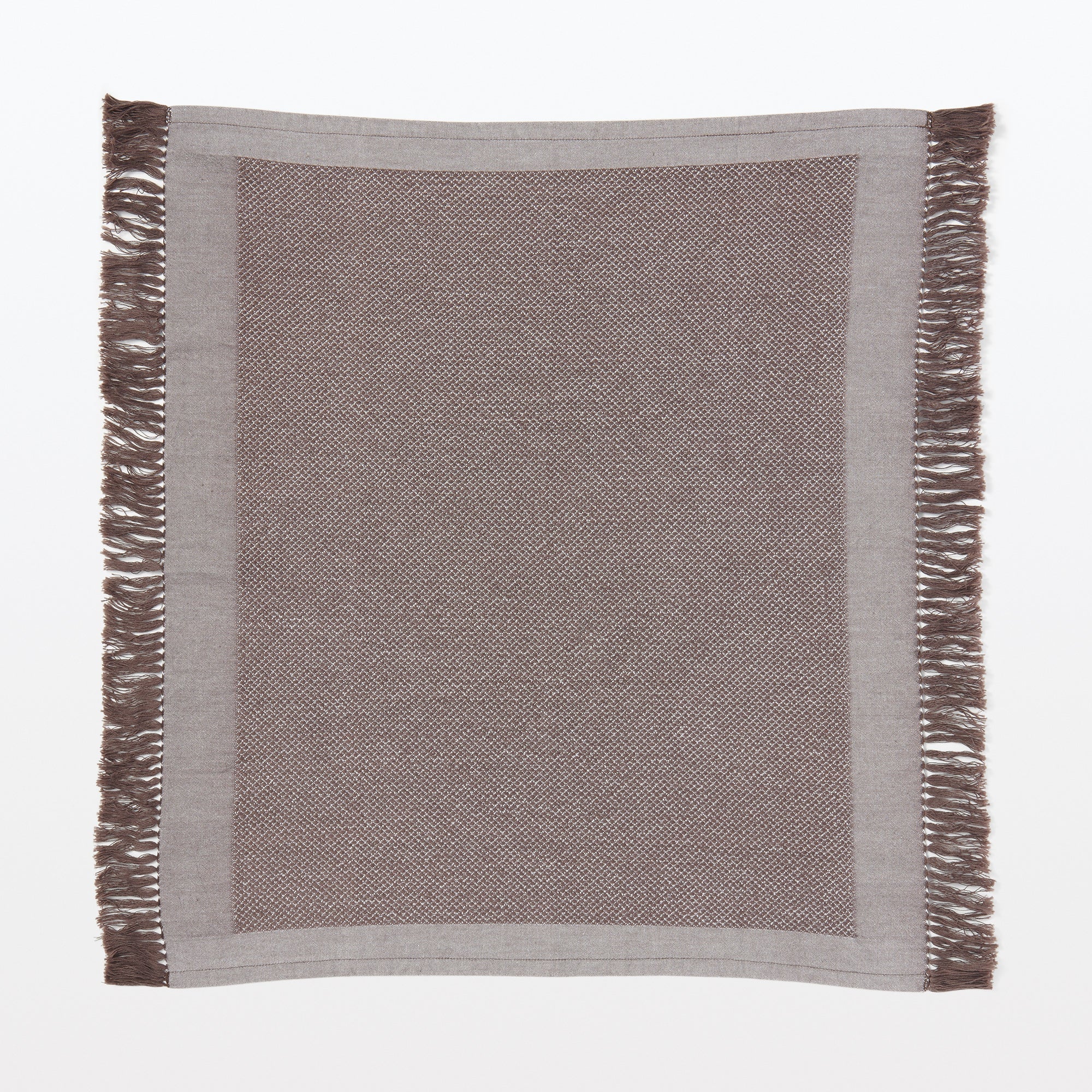 Indian Cotton Multipurpose Cloth with Fringes - Brown