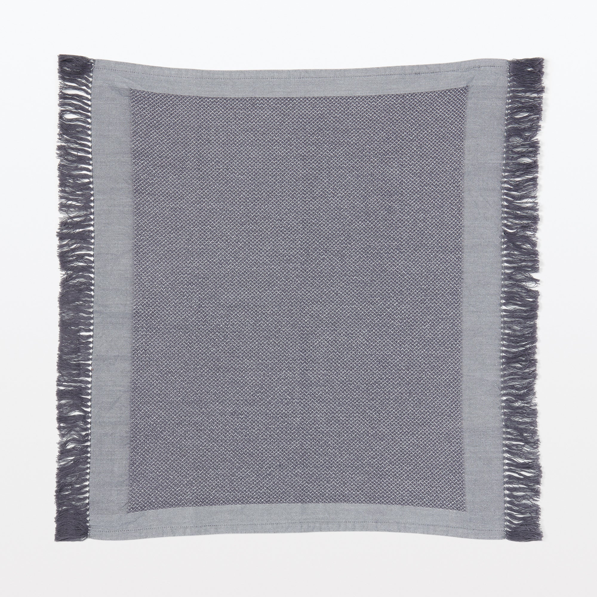 Indian Cotton Multipurpose Cloth with Fringes - Charcoal Gray