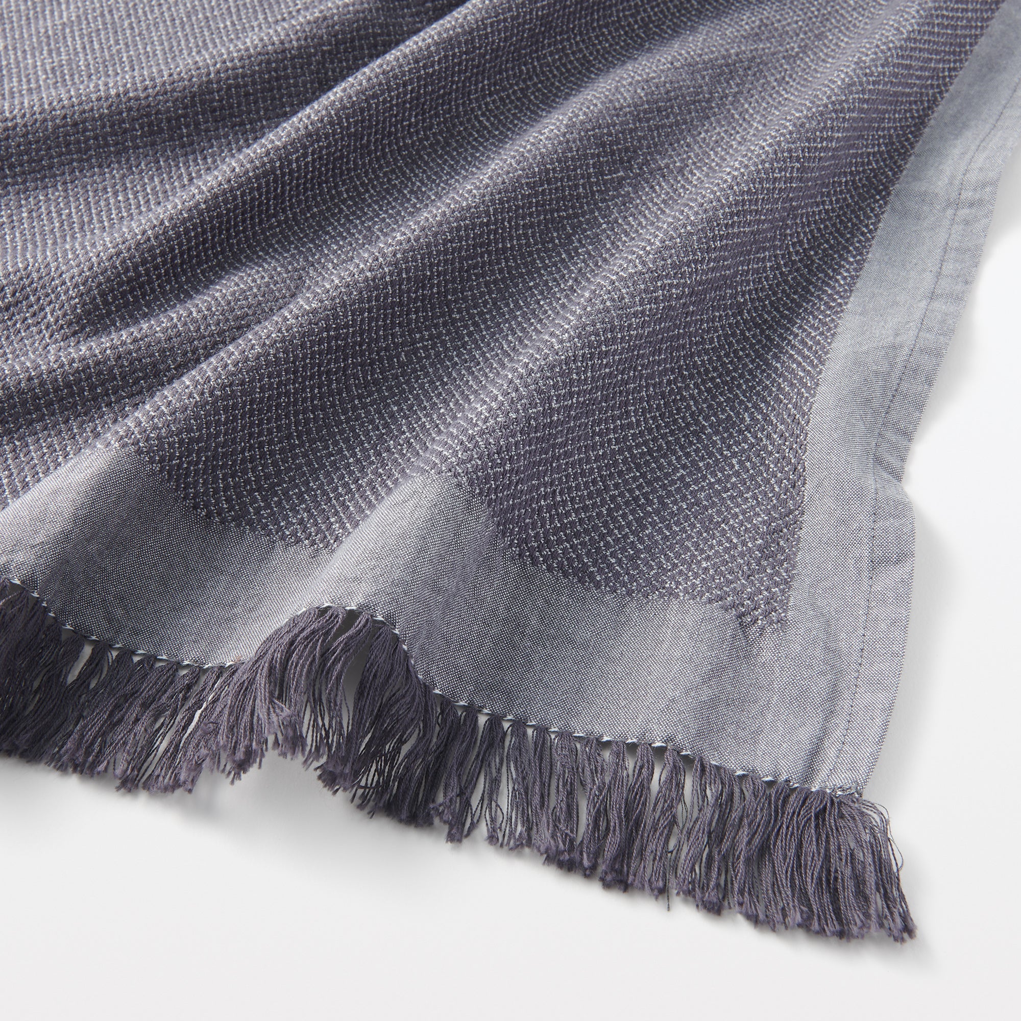 Indian Cotton Multipurpose Cloth with Fringes - Charcoal Gray
