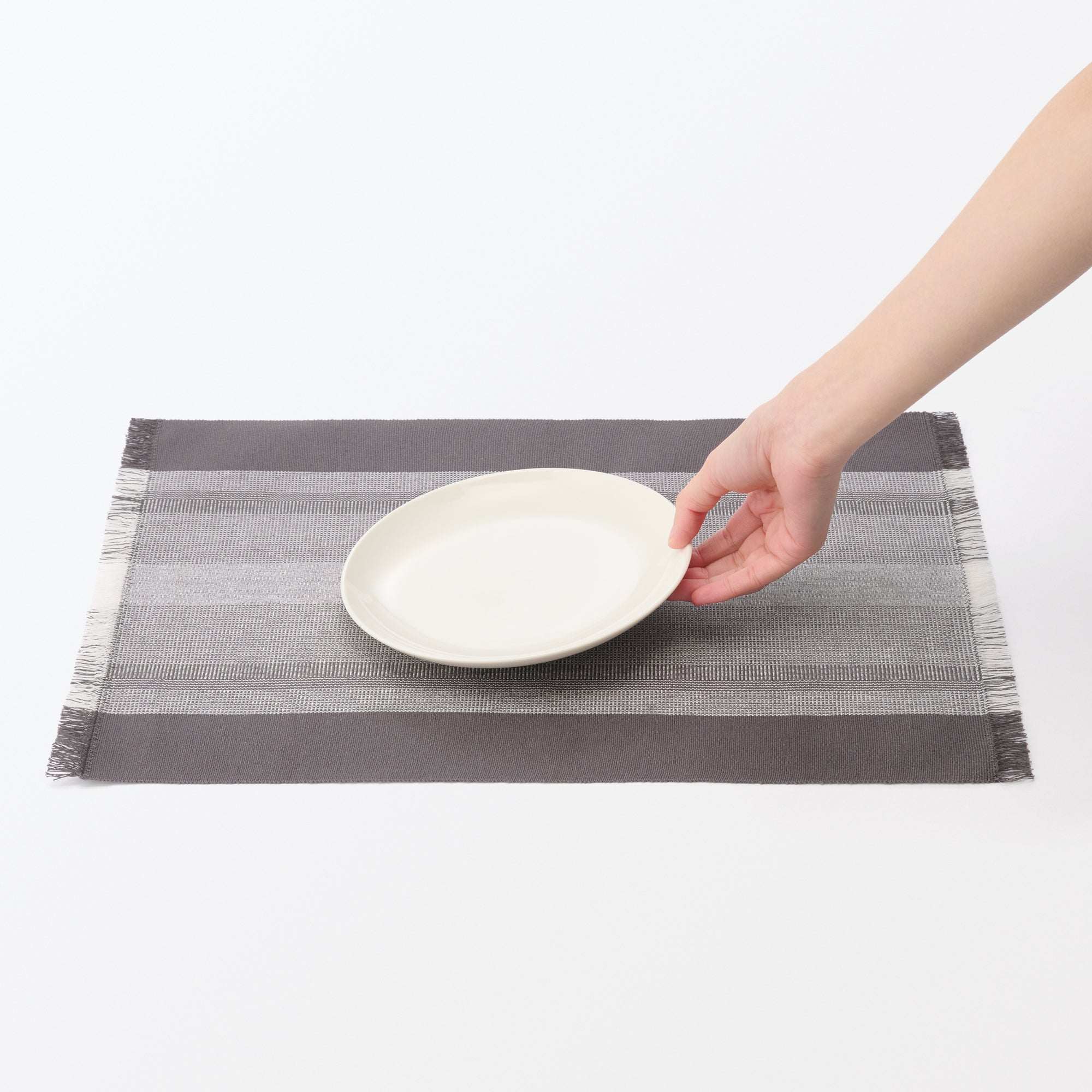 Indian Cotton Rib Placemat - Charcoal Gray