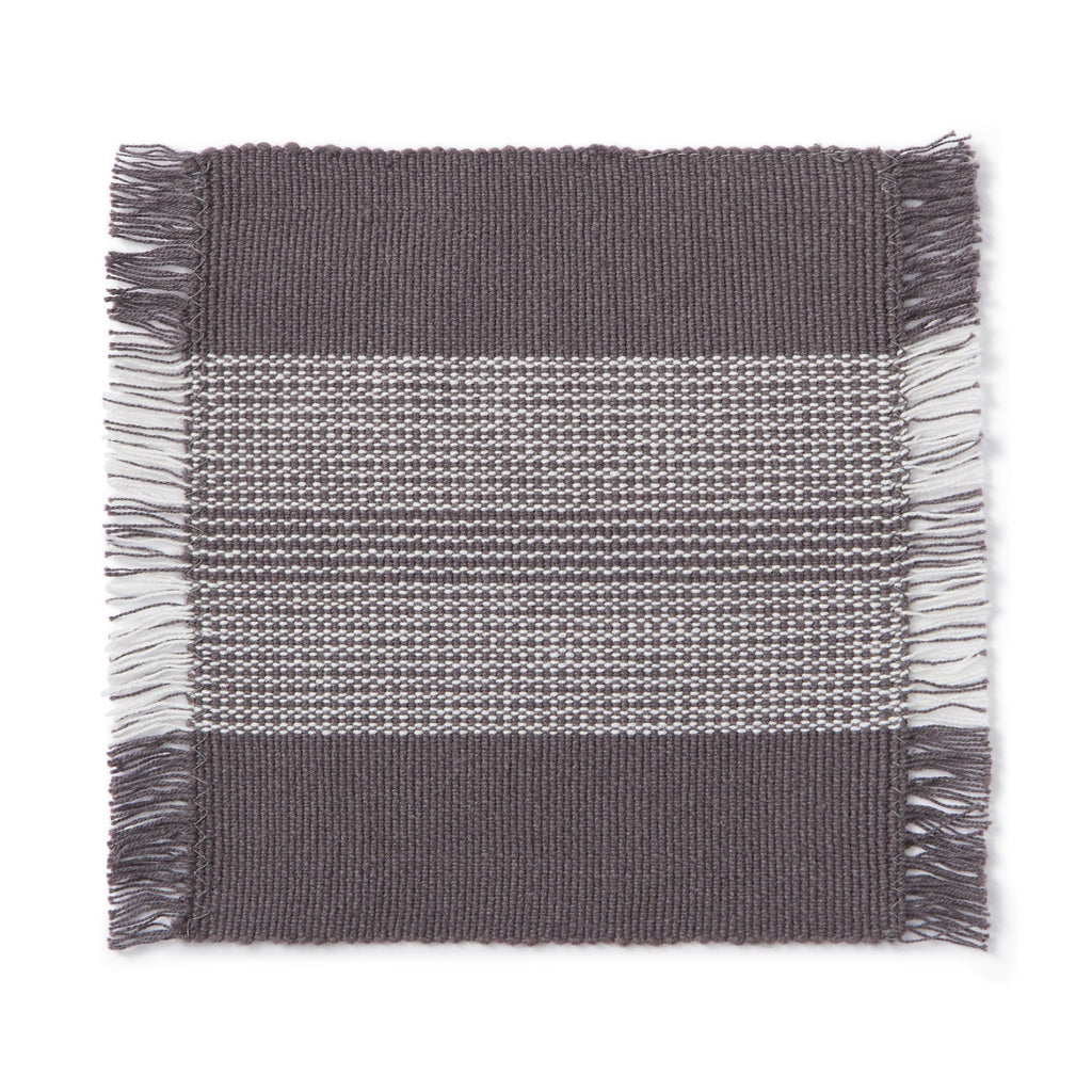 Indian Cotton Rib Coaster - Charcoal Gray