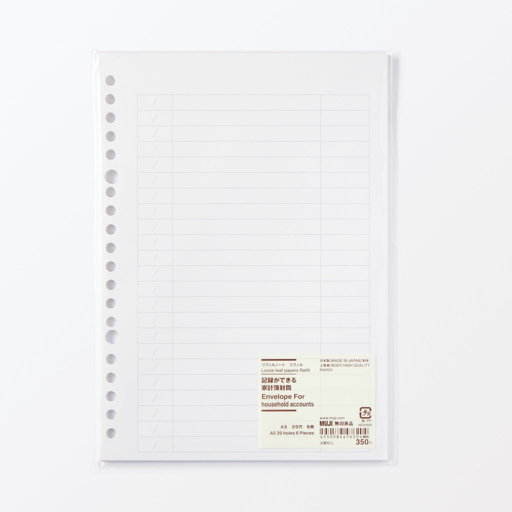 A5 Envelope Loose Leaf Papers Refill for Accounting