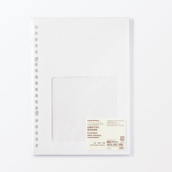 A5 Envelope with Window Loose Leaf Papers Refill