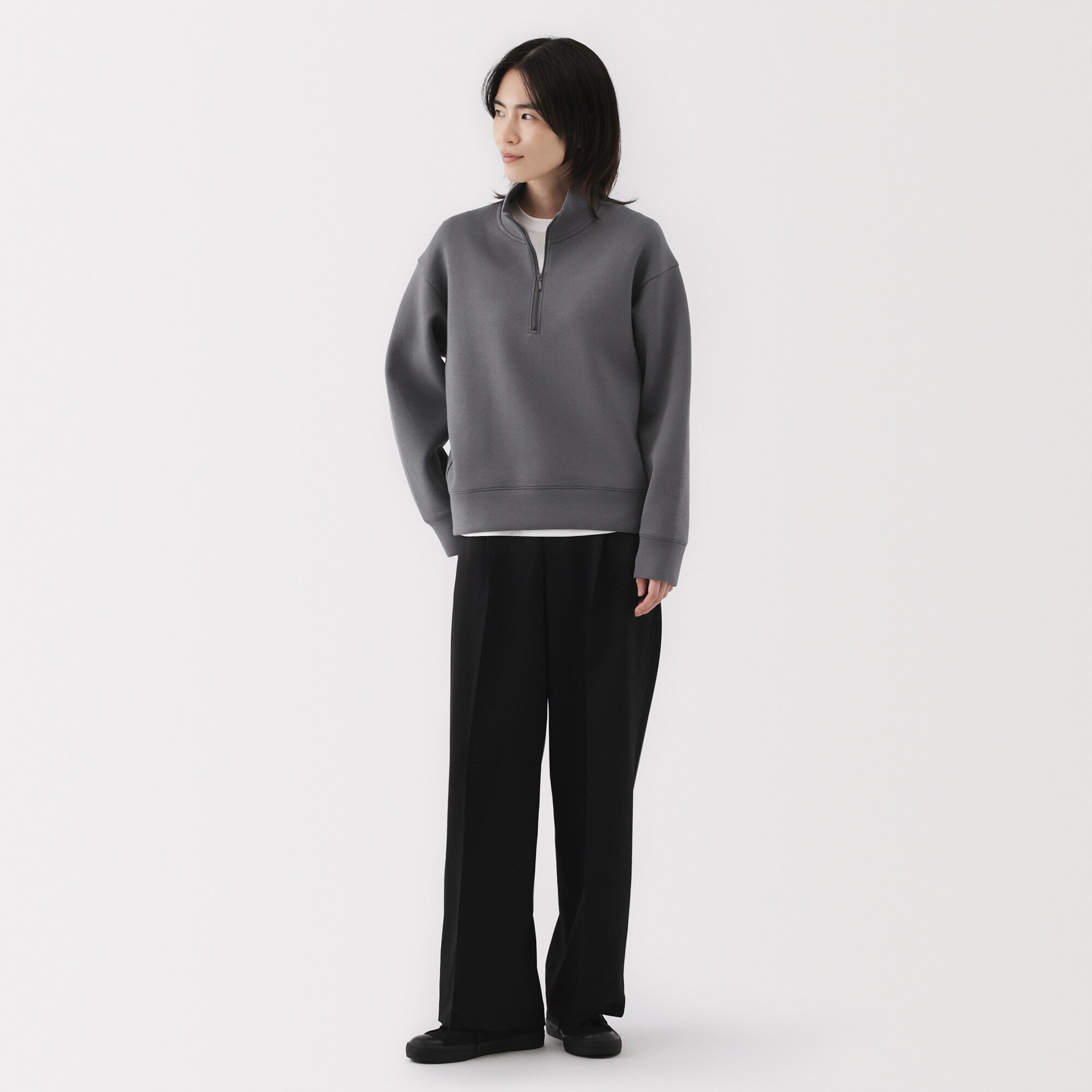 Women's Double Knitted Half Zip Sweatshirt