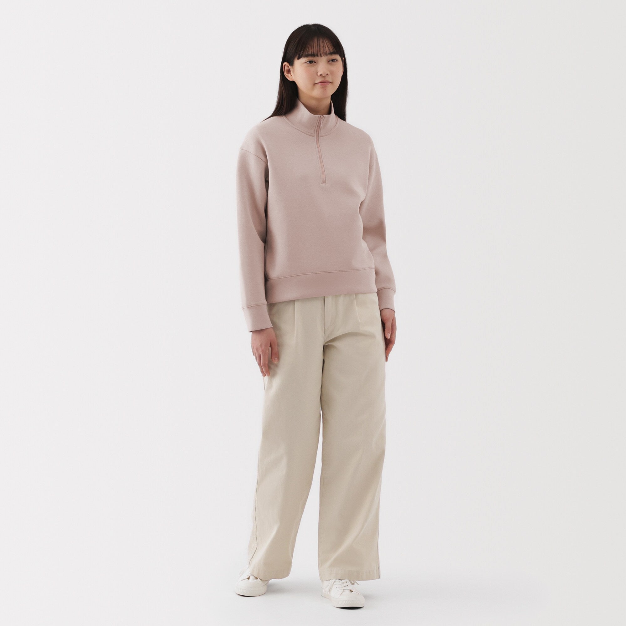 Women's Double Knitted Half Zip Sweatshirt