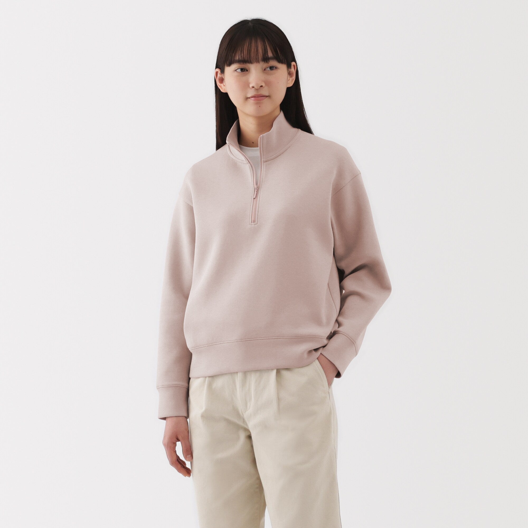 Women's Double Knitted Half Zip Sweatshirt