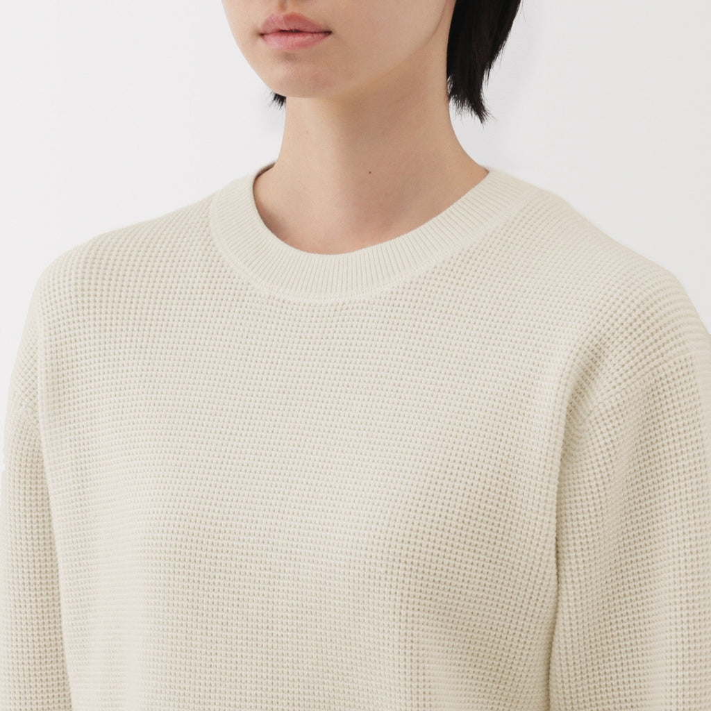 Women's Washable Waffle Knit Crewneck Sweater