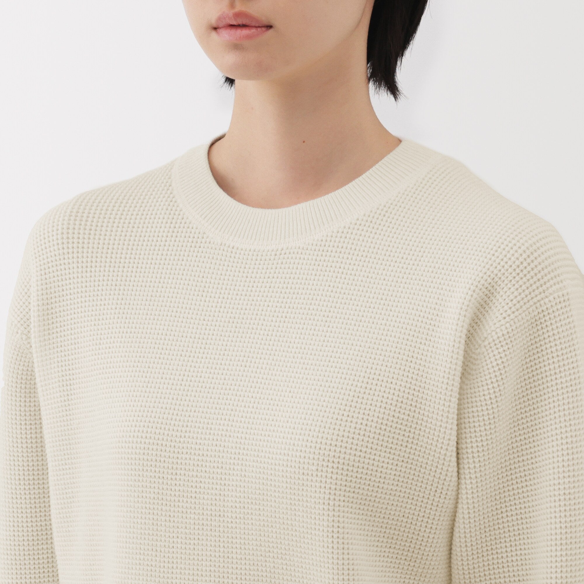 Women's Washable Waffle Knit Crewneck Sweater