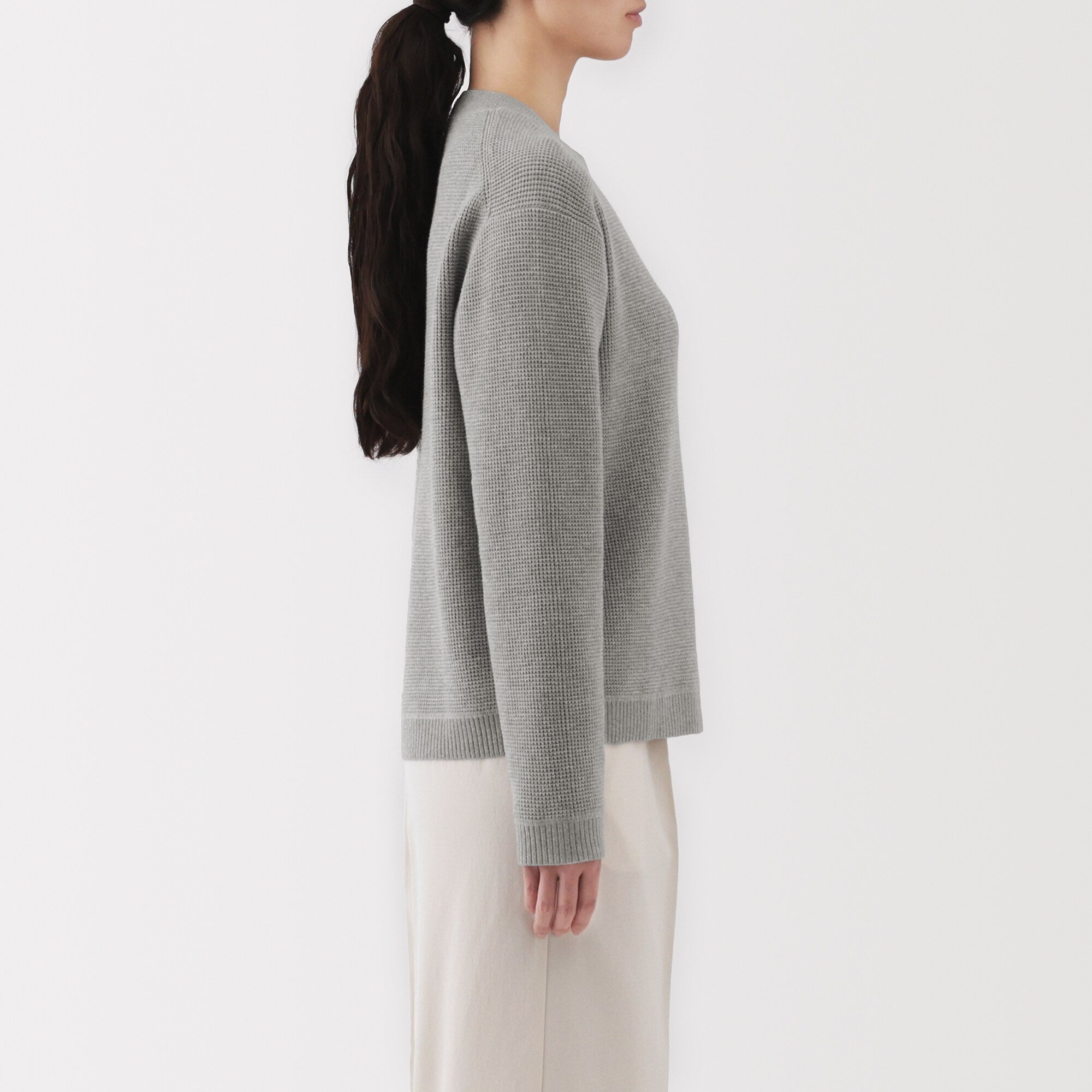 Women's Washable Waffle Knit Crewneck Sweater