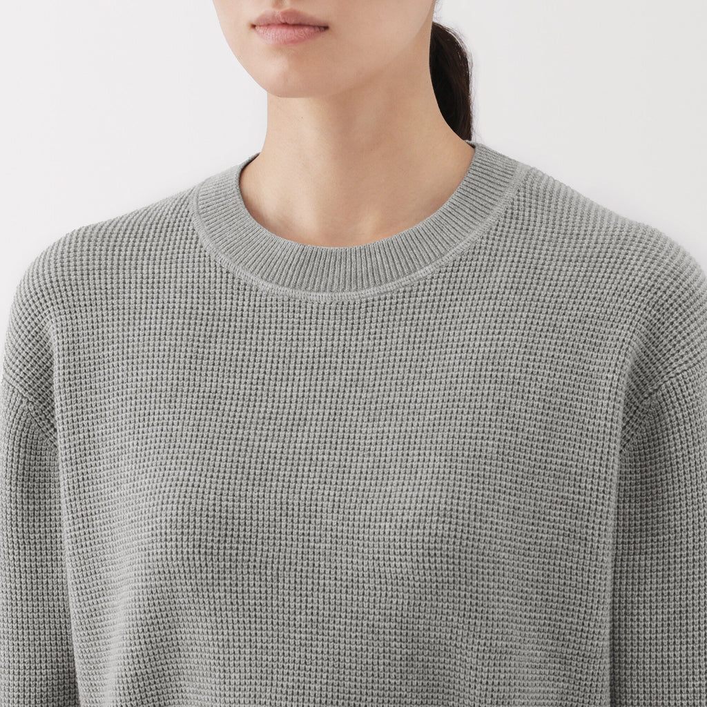 Women's Washable Waffle Knit Crewneck Sweater