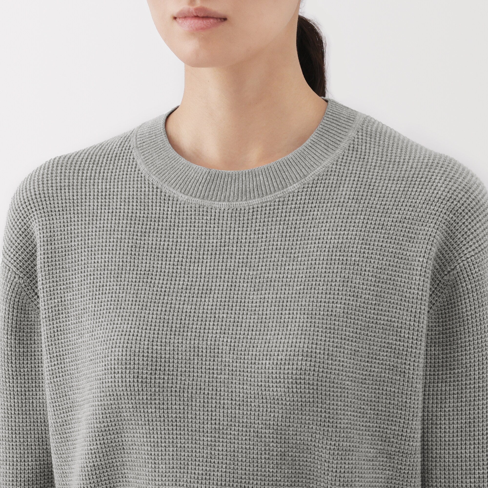 Women's Washable Waffle Knit Crewneck Sweater