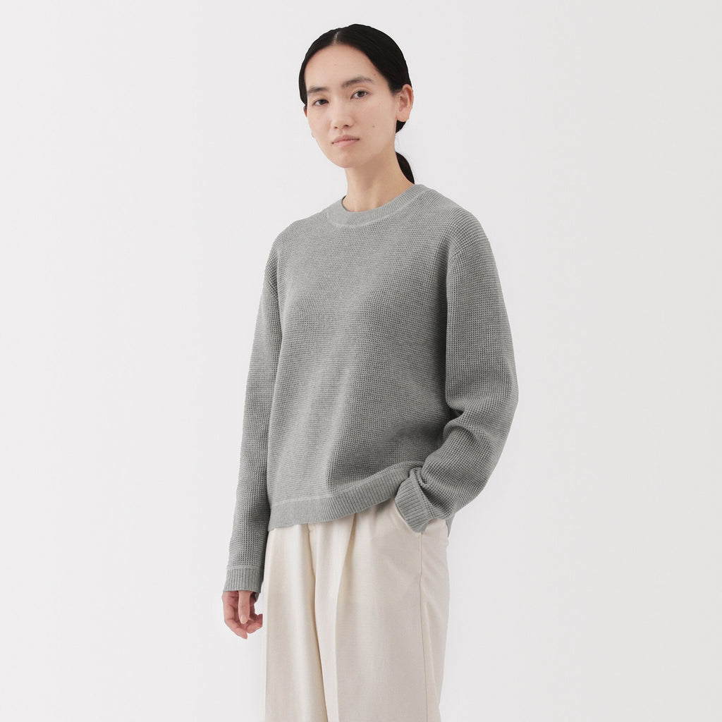 Women's Washable Waffle Knit Crewneck Sweater
