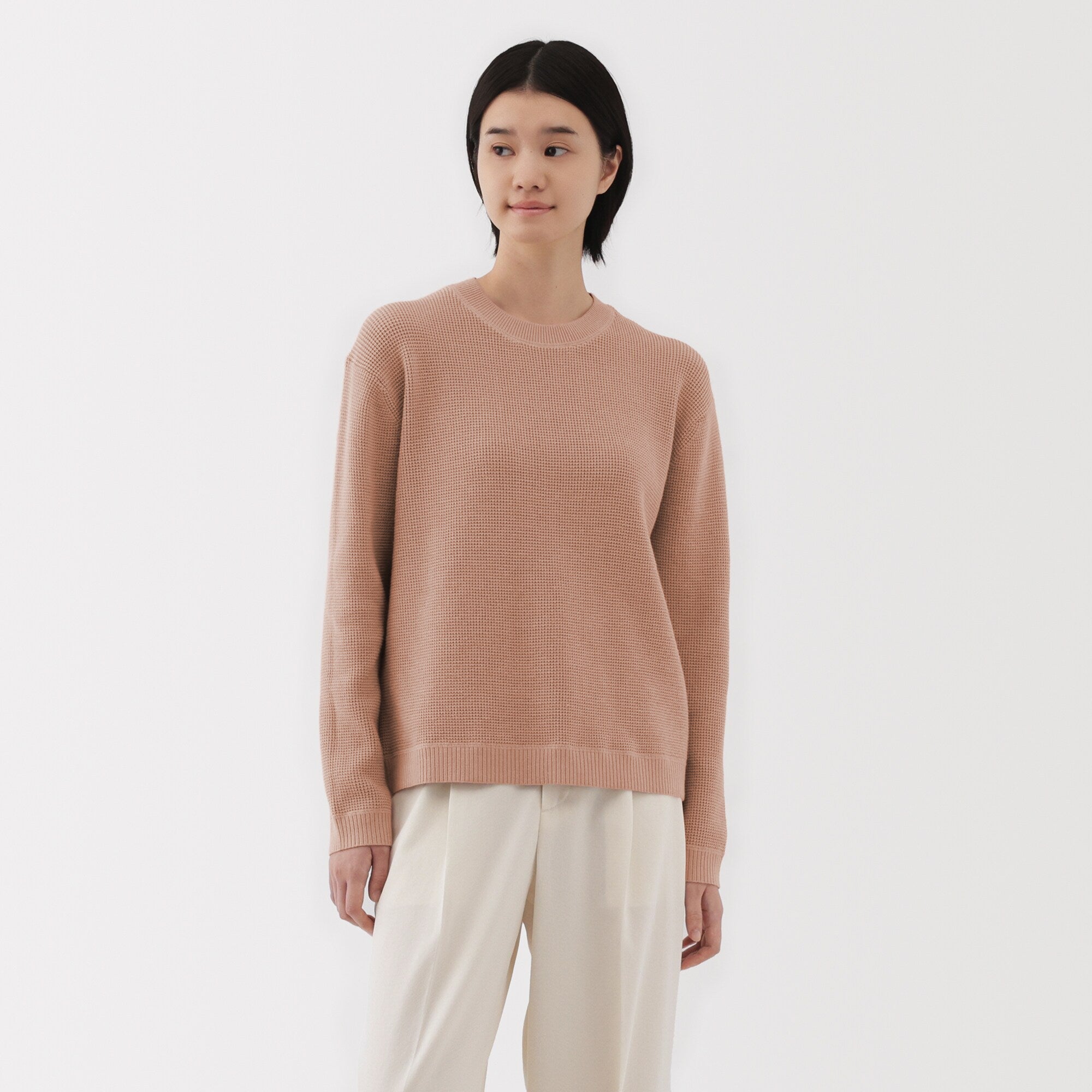Women's Washable Waffle Knit Crewneck Sweater