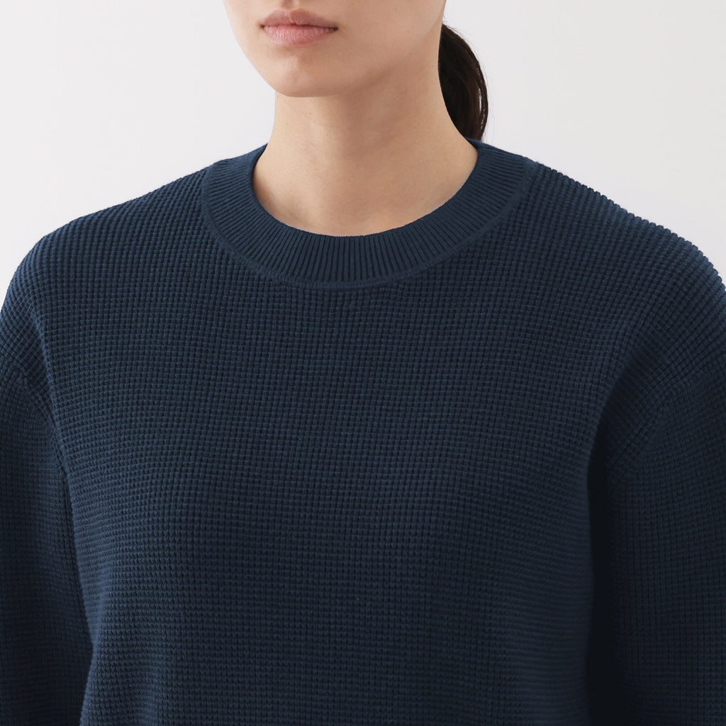 Women's Washable Waffle Knit Crewneck Sweater