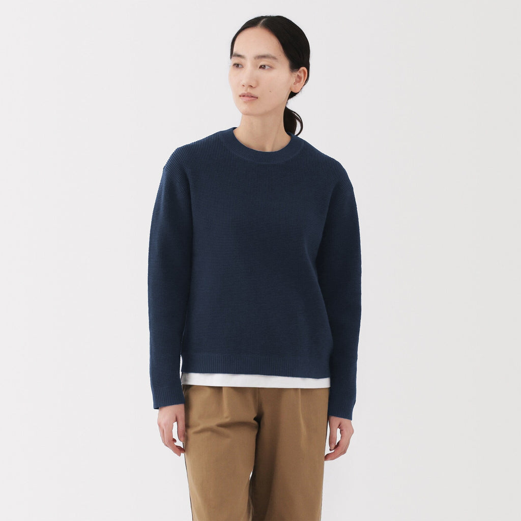 Women's Washable Waffle Knit Crewneck Sweater