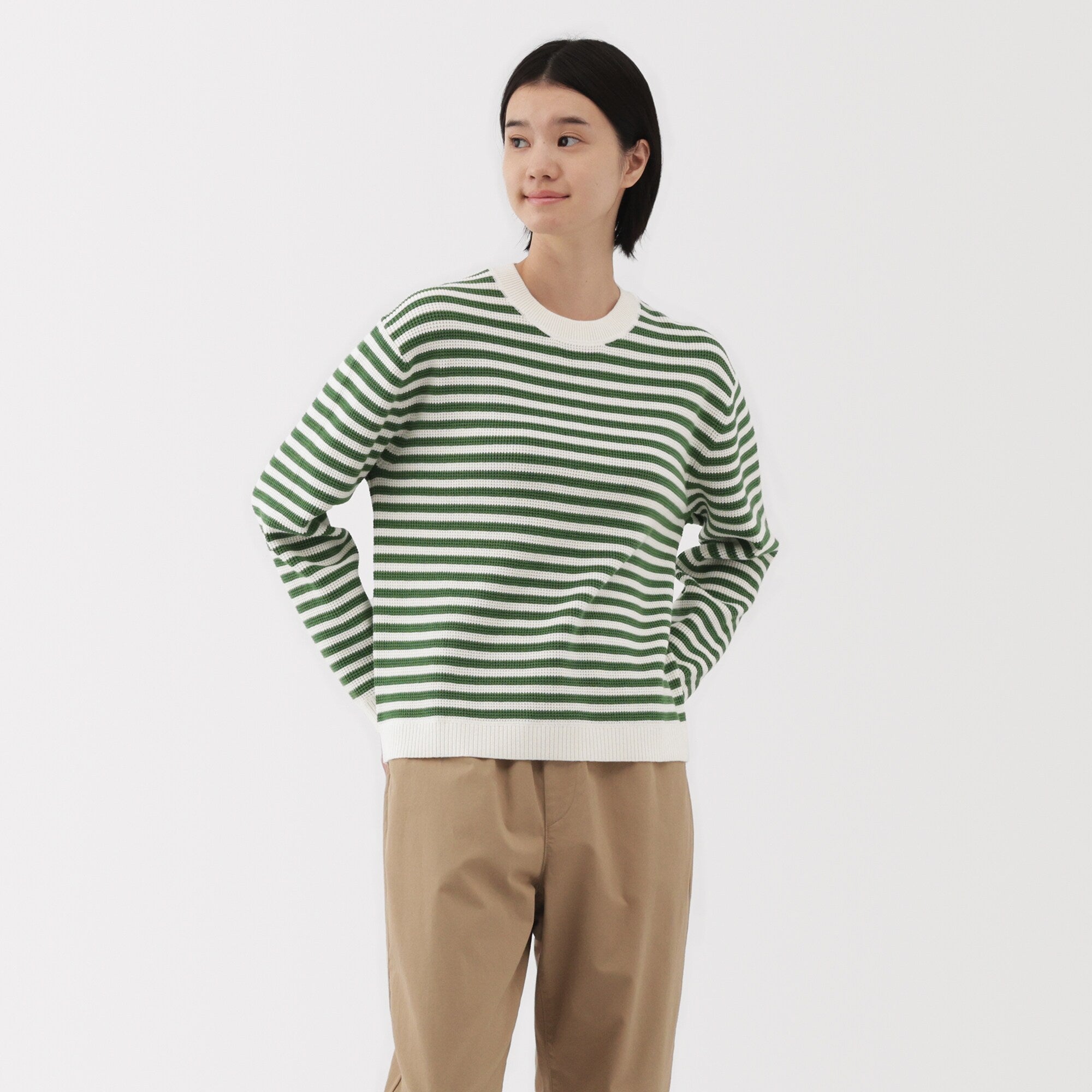 Women's Washable Waffle Knit Crewneck Sweater