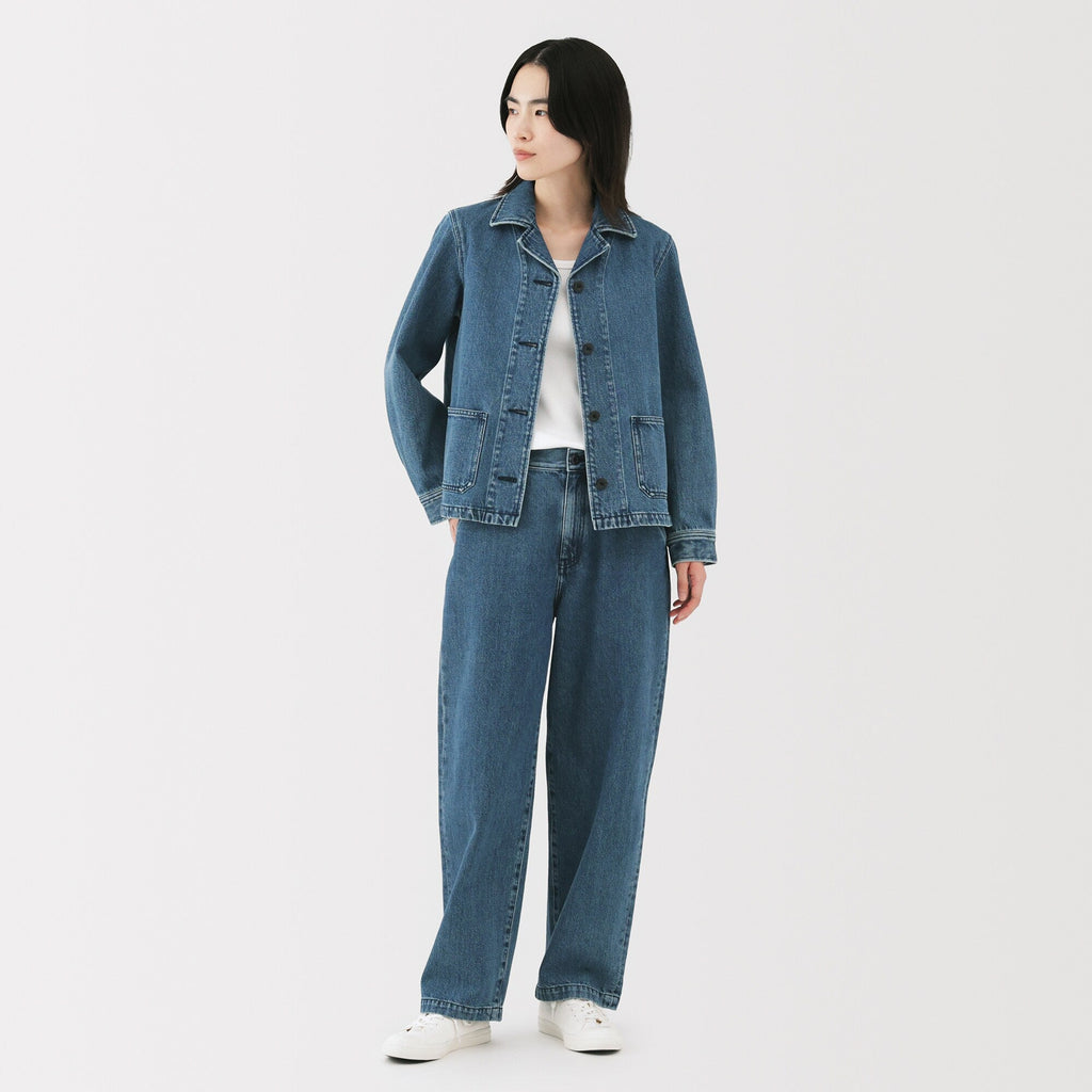 Kapok Blend Denim Wide Tapered Pants