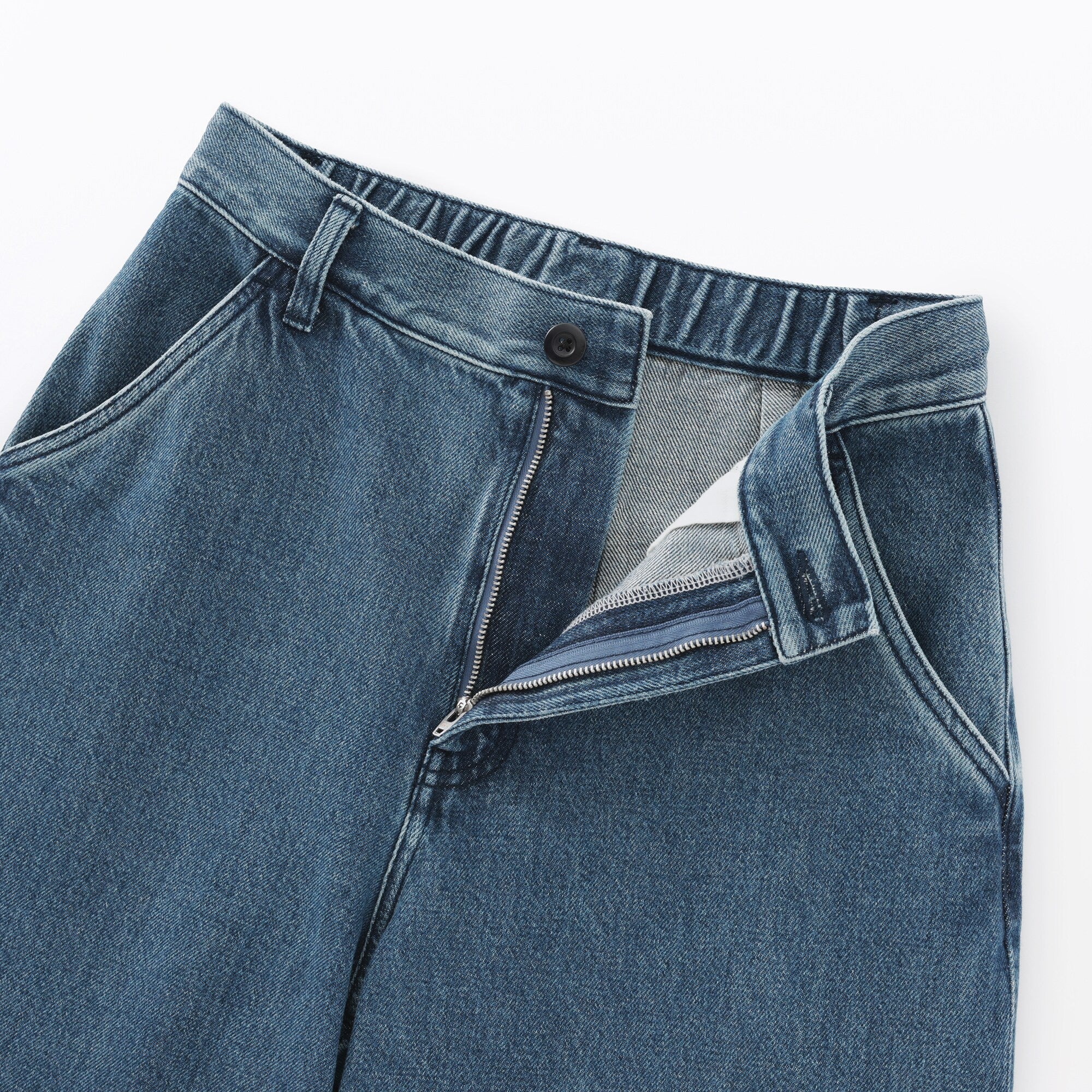 Kapok Blend Denim Wide Tapered Pants