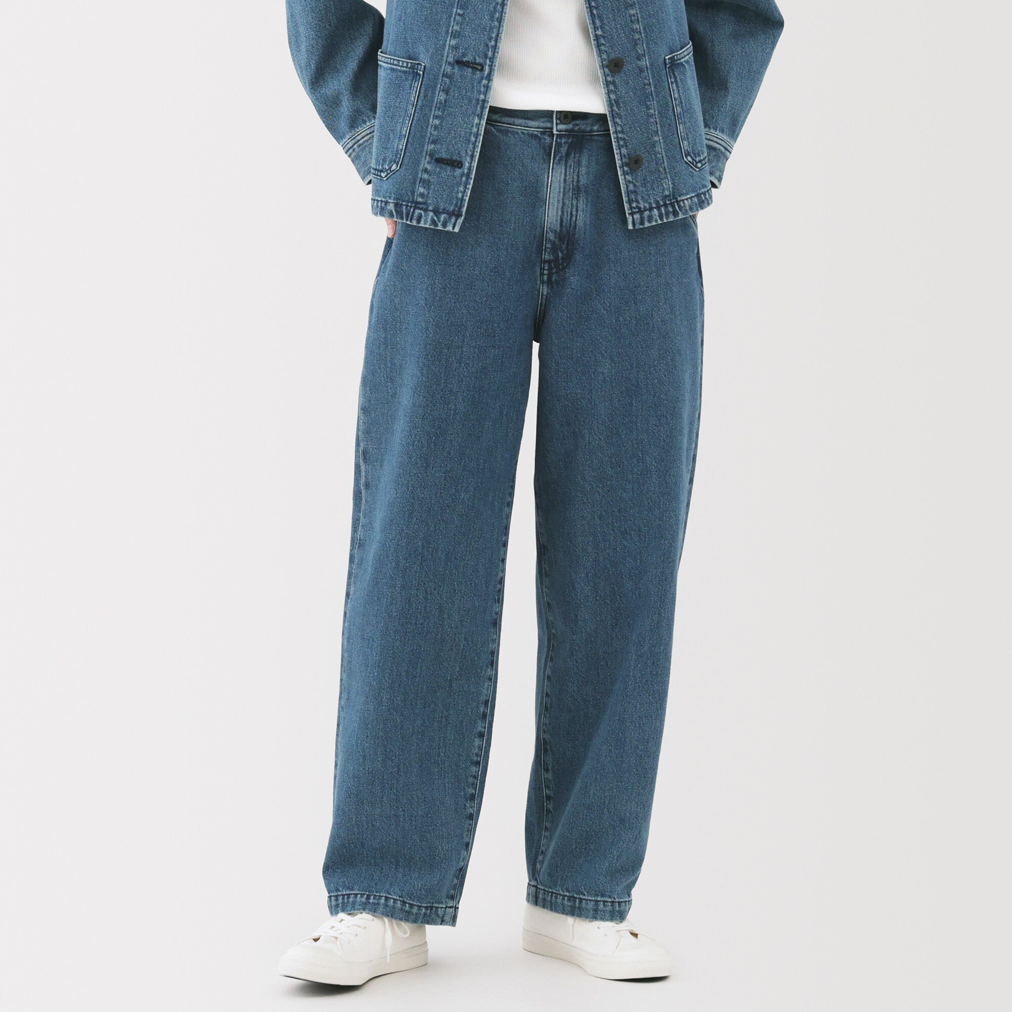 Kapok Blend Denim Wide Tapered Pants
