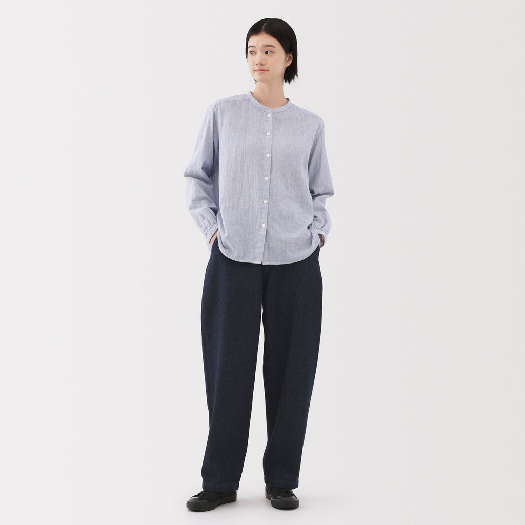 Kapok Blend Denim Wide Tapered Pants