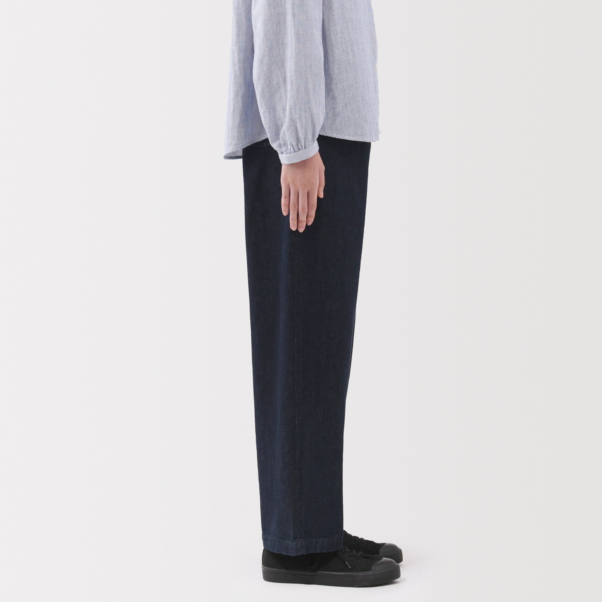 Kapok Blend Denim Wide Tapered Pants