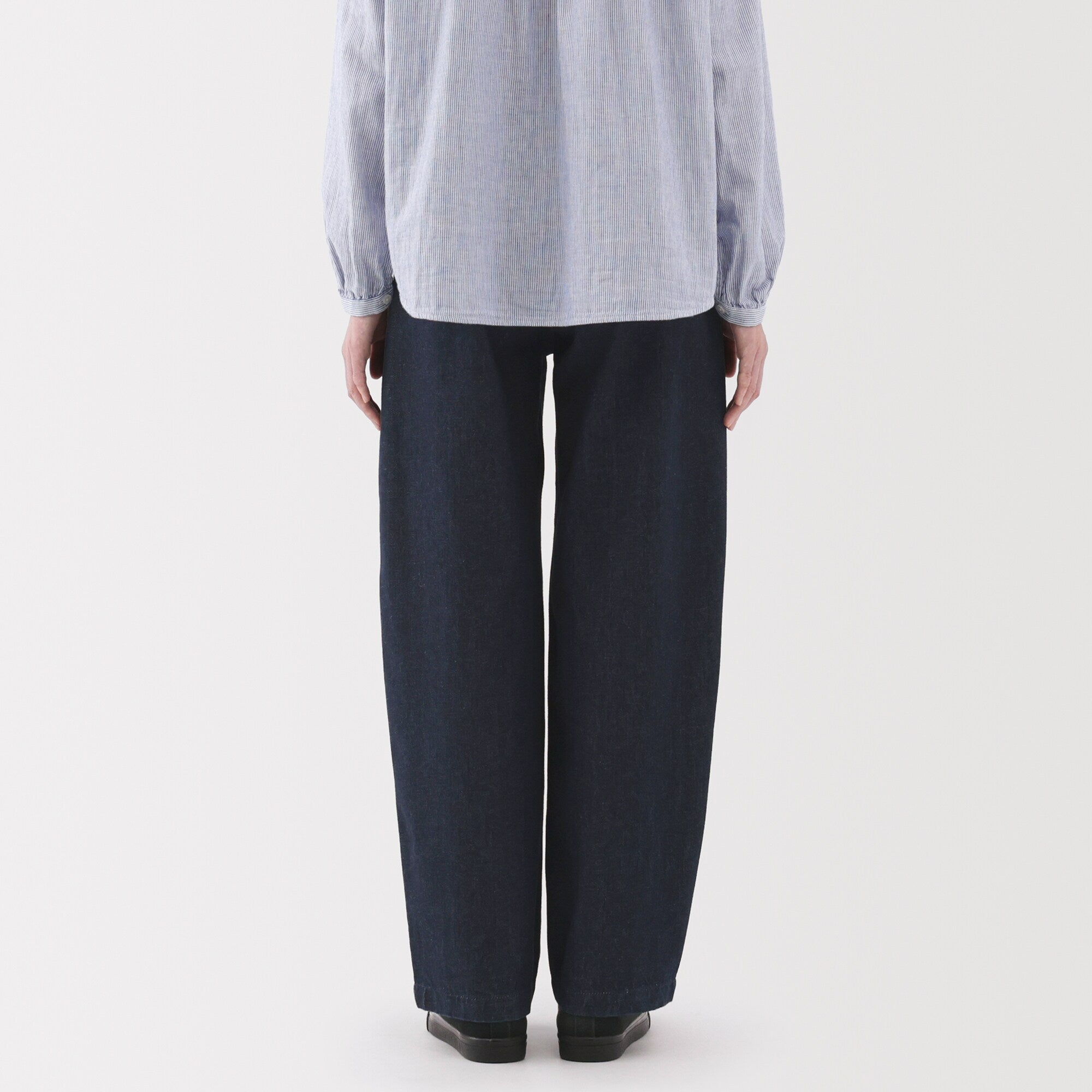 Kapok Blend Denim Wide Tapered Pants