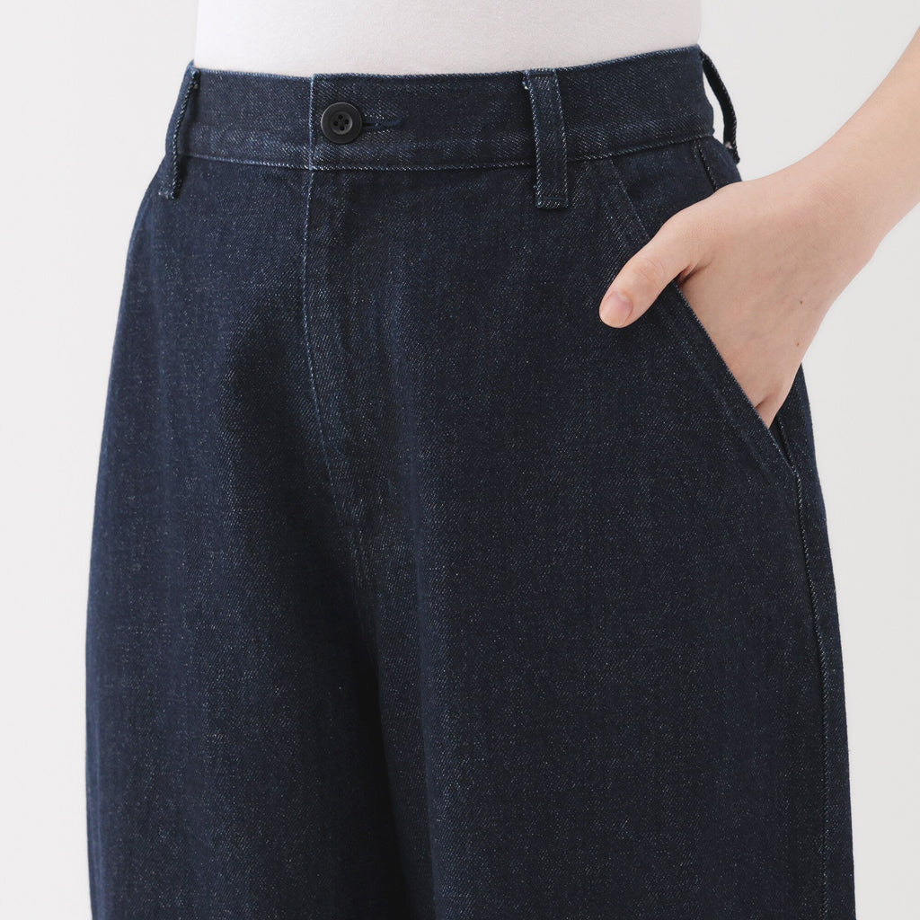 Kapok Blend Denim Wide Tapered Pants