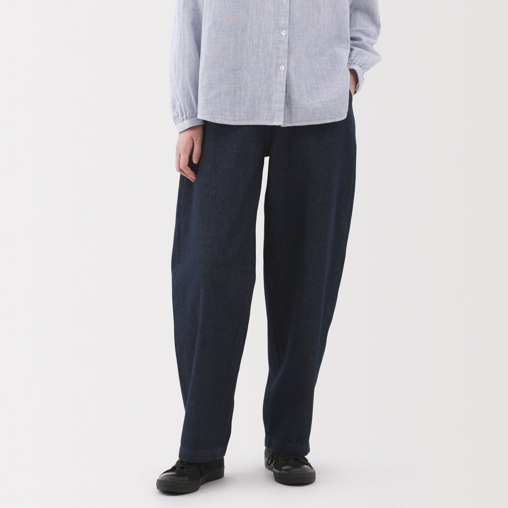 Kapok Blend Denim Wide Tapered Pants
