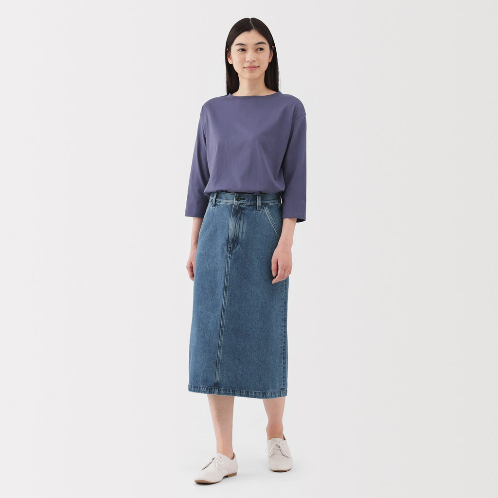 Kapok Blend Denim A-Line Skirt