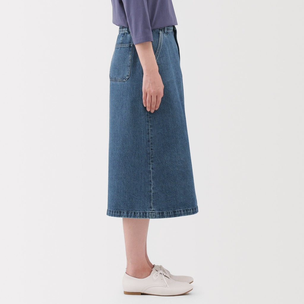 Kapok Blend Denim A-Line Skirt