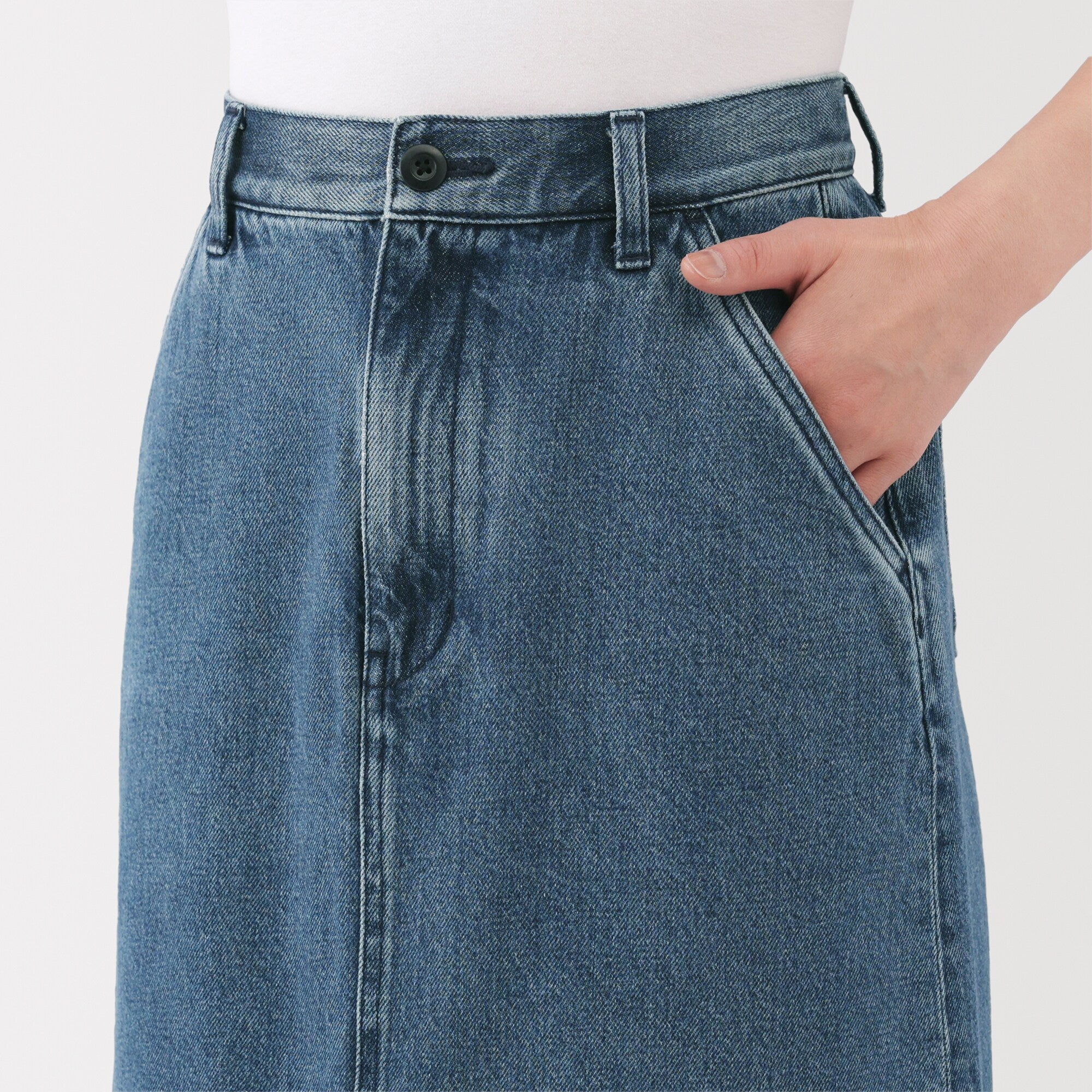 Kapok Blend Denim A-Line Skirt
