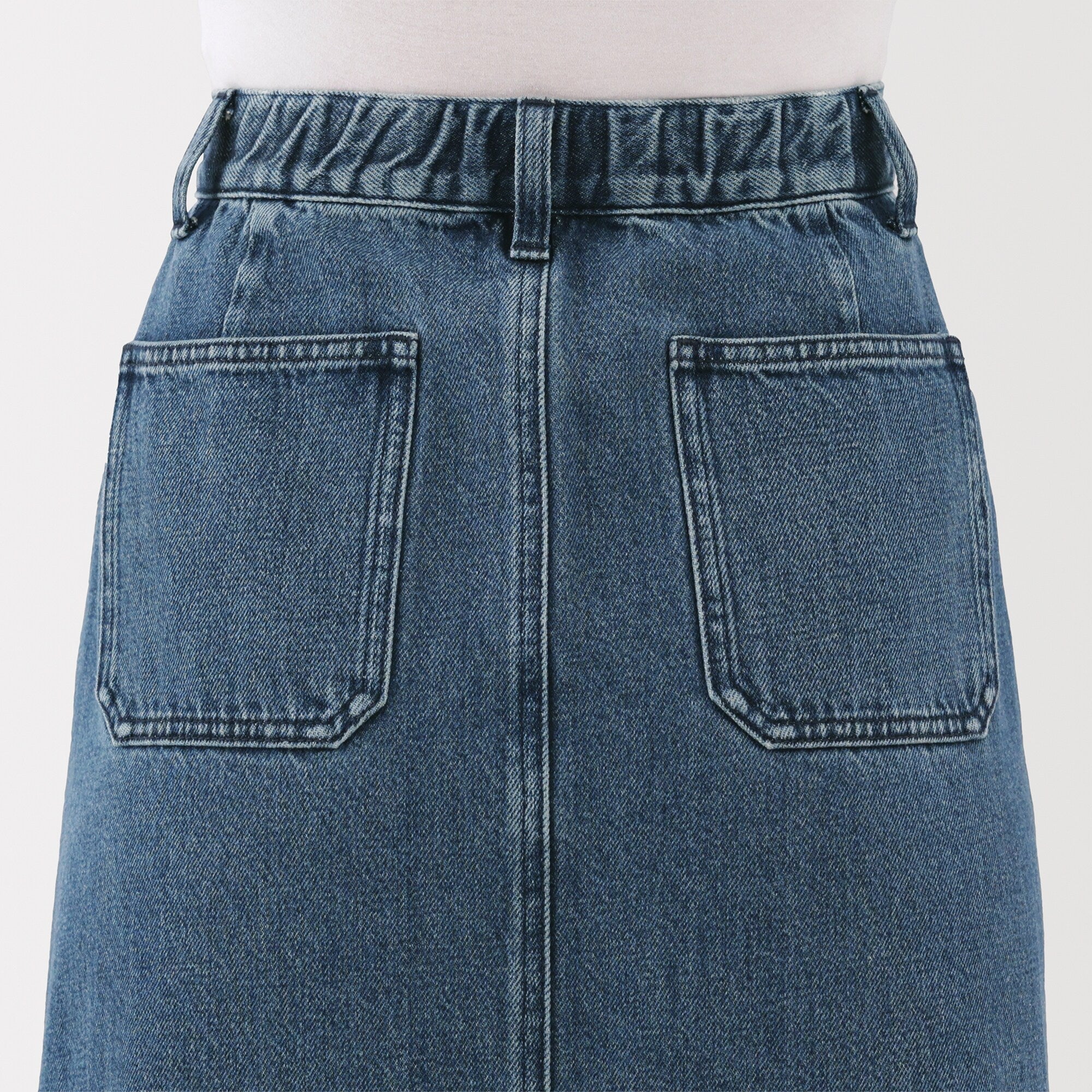 Kapok Blend Denim A-Line Skirt