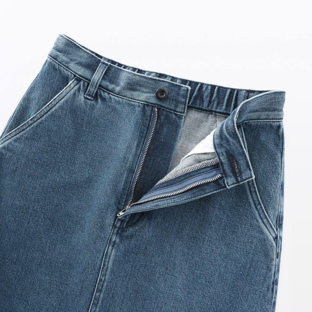 Kapok Blend Denim A-Line Skirt